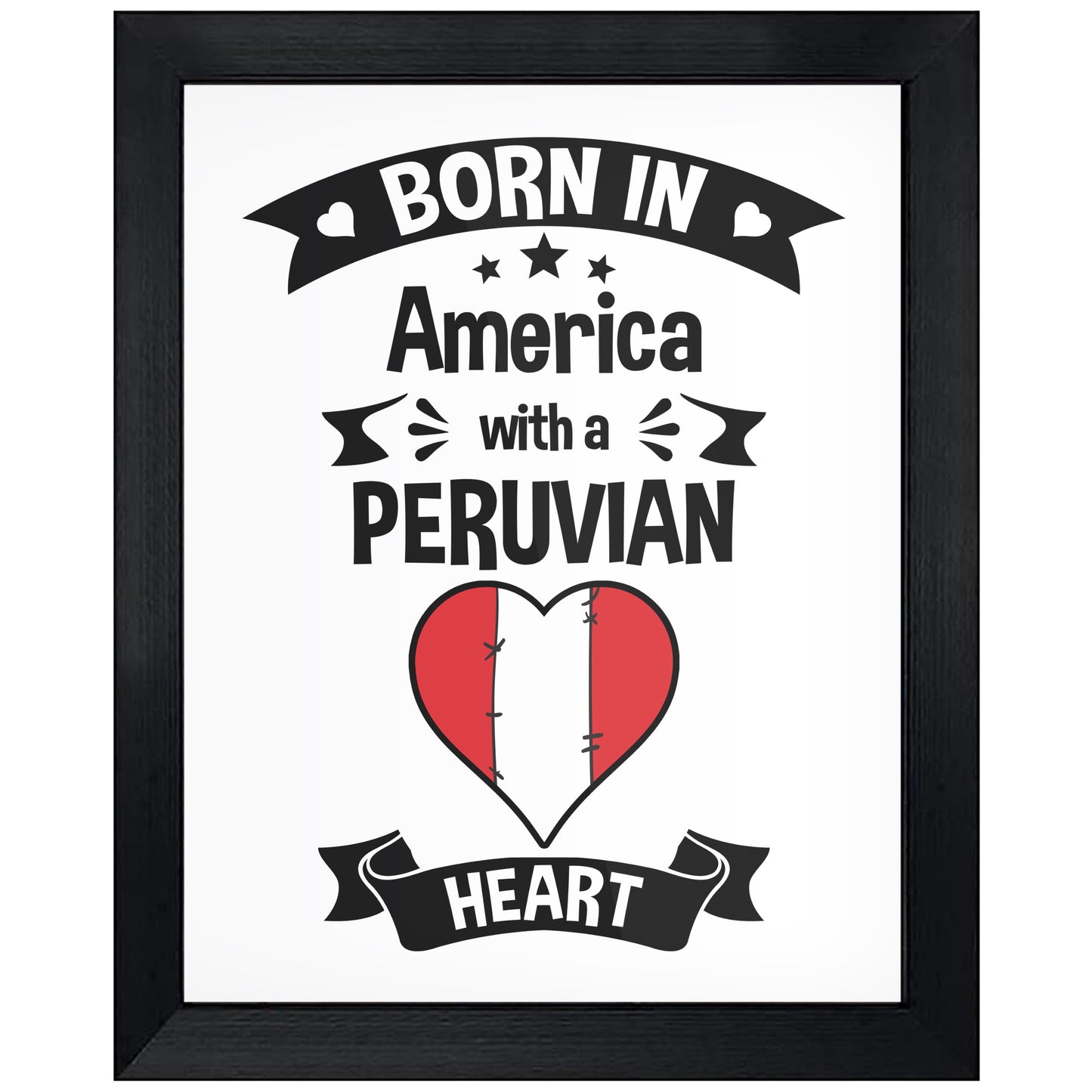 Born In America With A Peruvian Heart Baby Nursery 8"x10" Wall Art Print