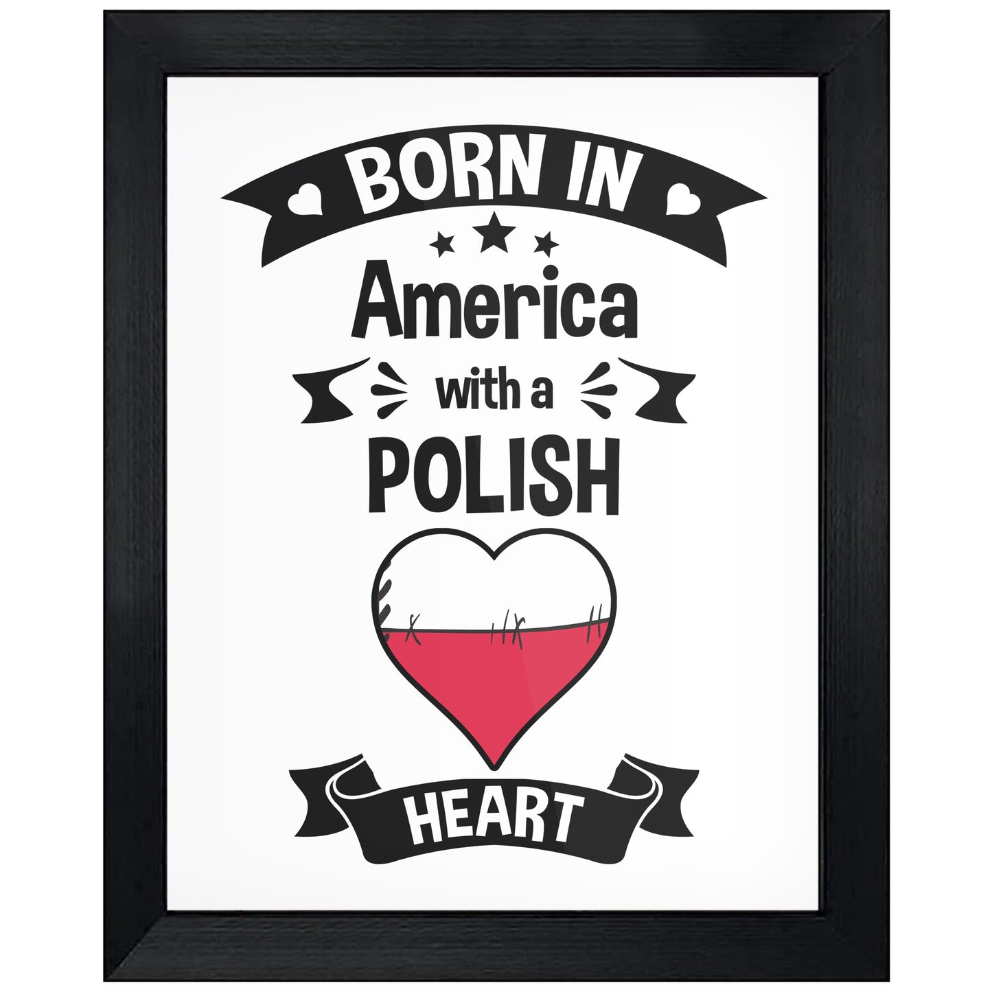 Born In America With A Polish Heart Baby Nursery 8"x10" Wall Art Print