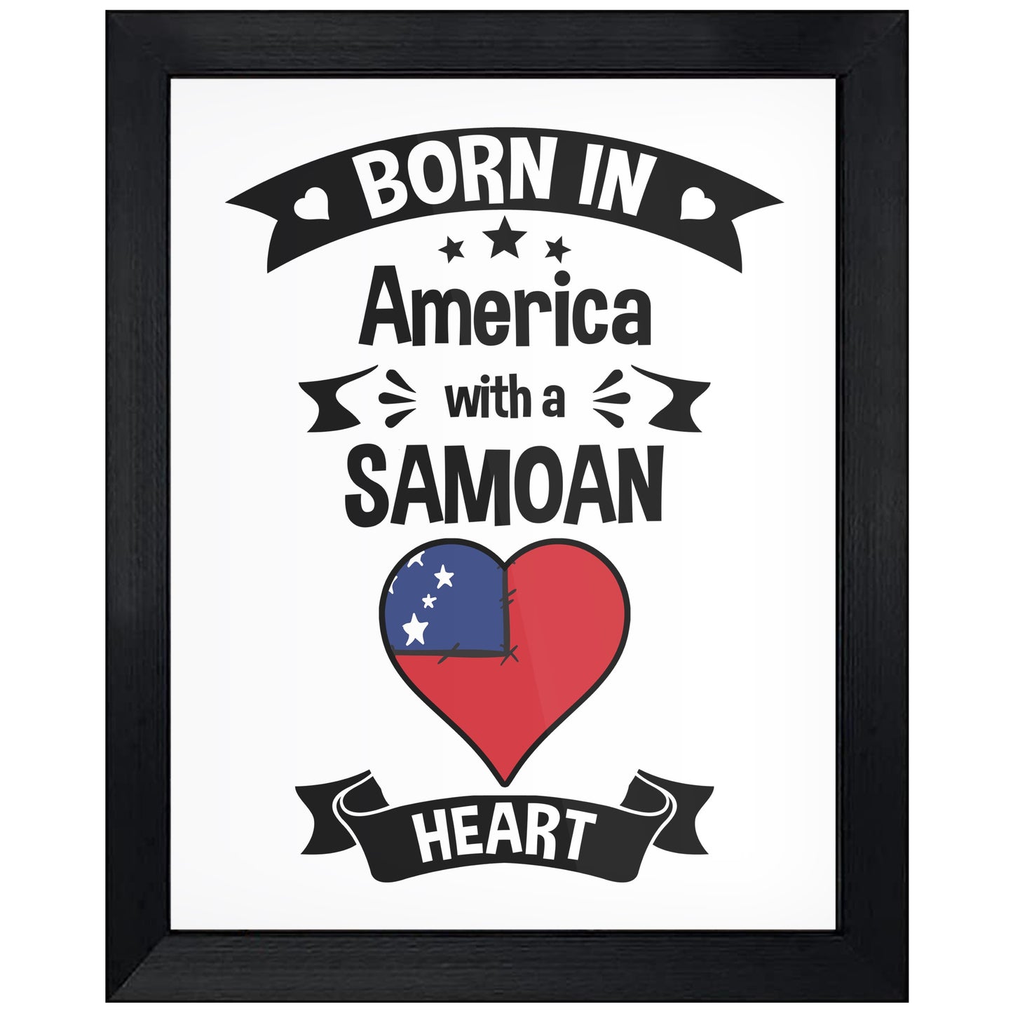Born In America With A Samoan Heart Baby Nursery 8"x10" Wall Art Print