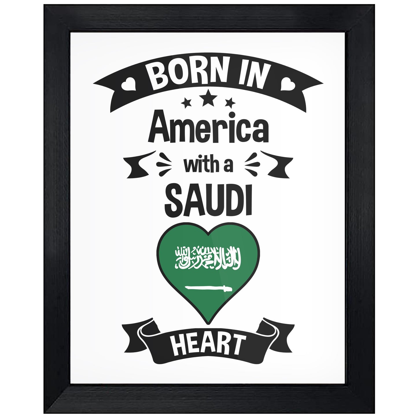 Born In America With A Saudi Heart Baby Nursery 8"x10" Wall Art Print