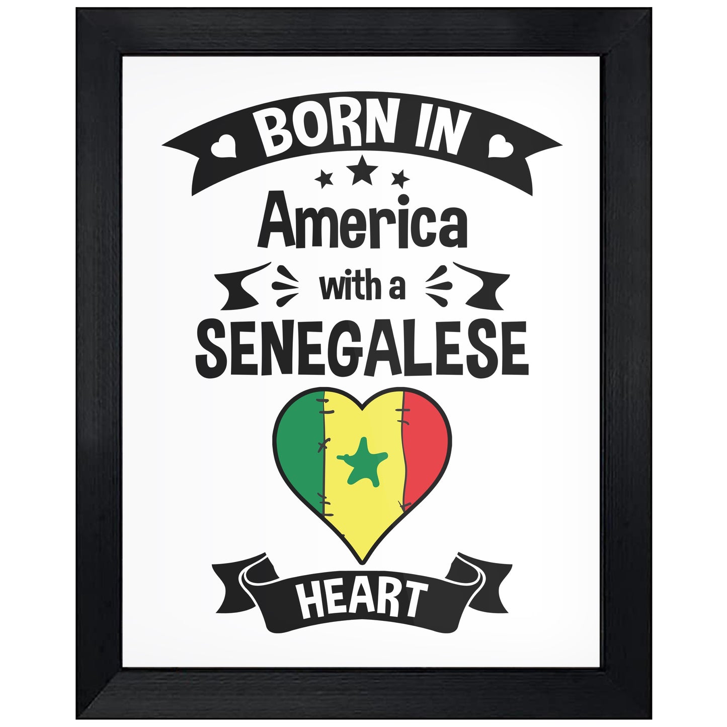 Born In America With A Senegalese Heart Baby Nursery 8"x10" Wall Art Print