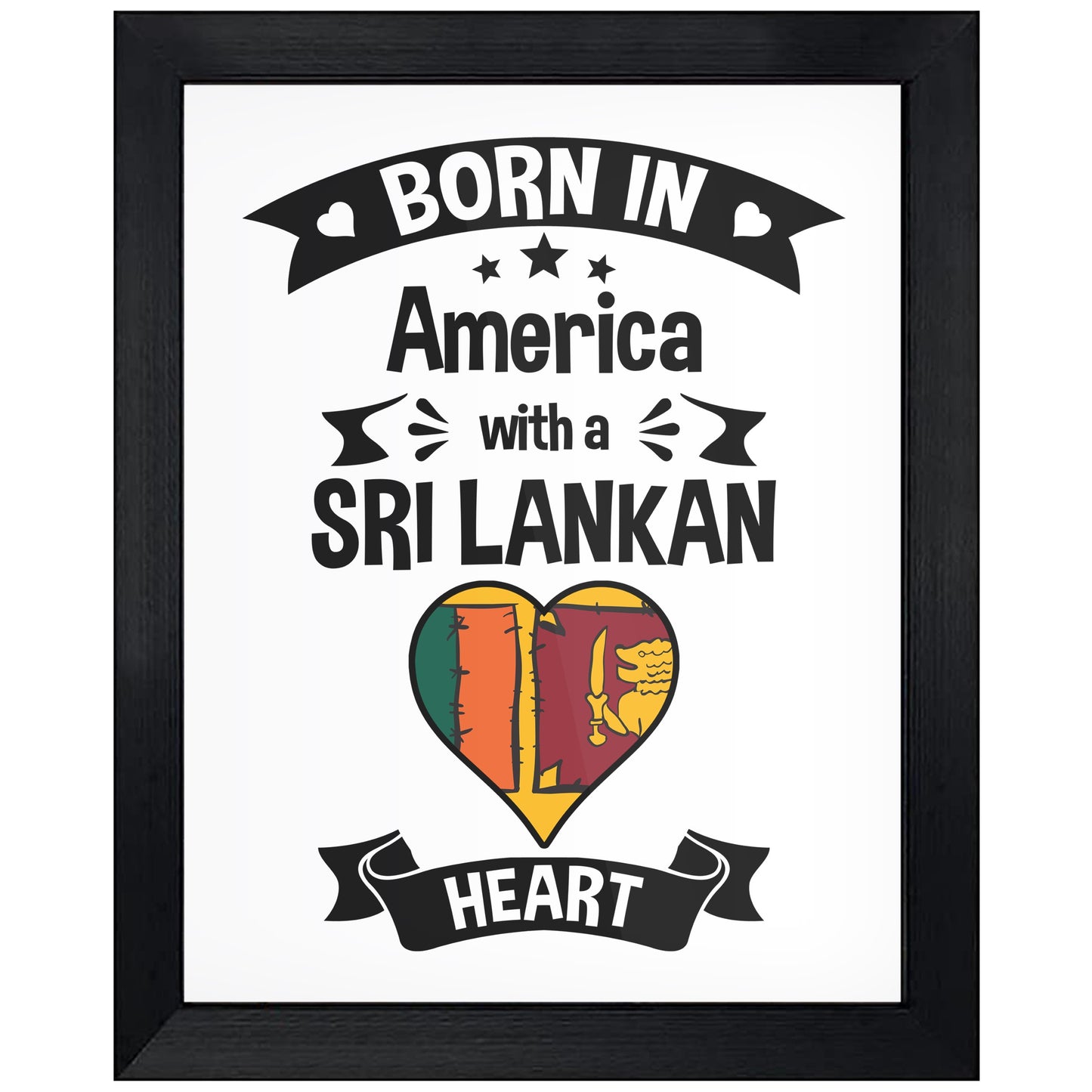 Born In America With A Sri Lankan Heart Baby Nursery 8"x10" Wall Art Print