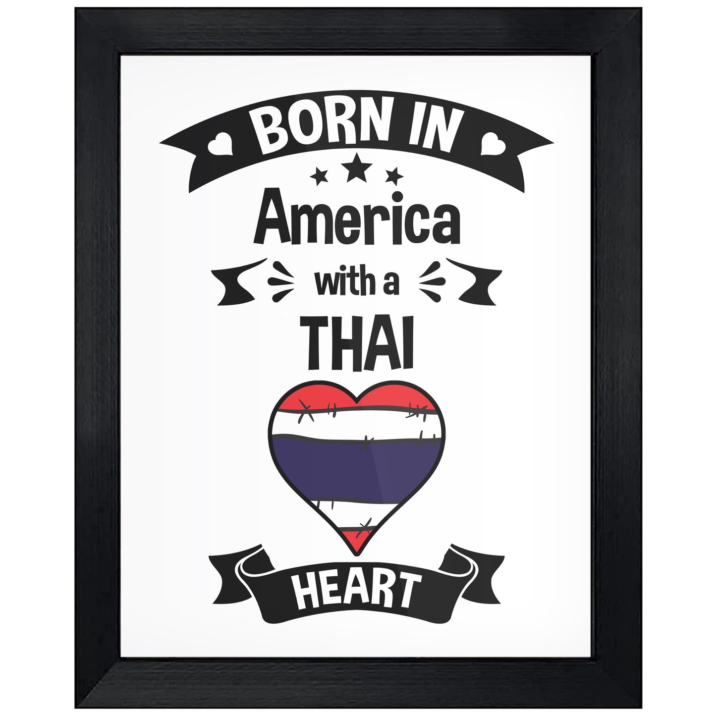 Born In America With A Thai Heart Baby Nursery 8"x10" Wall Art Print