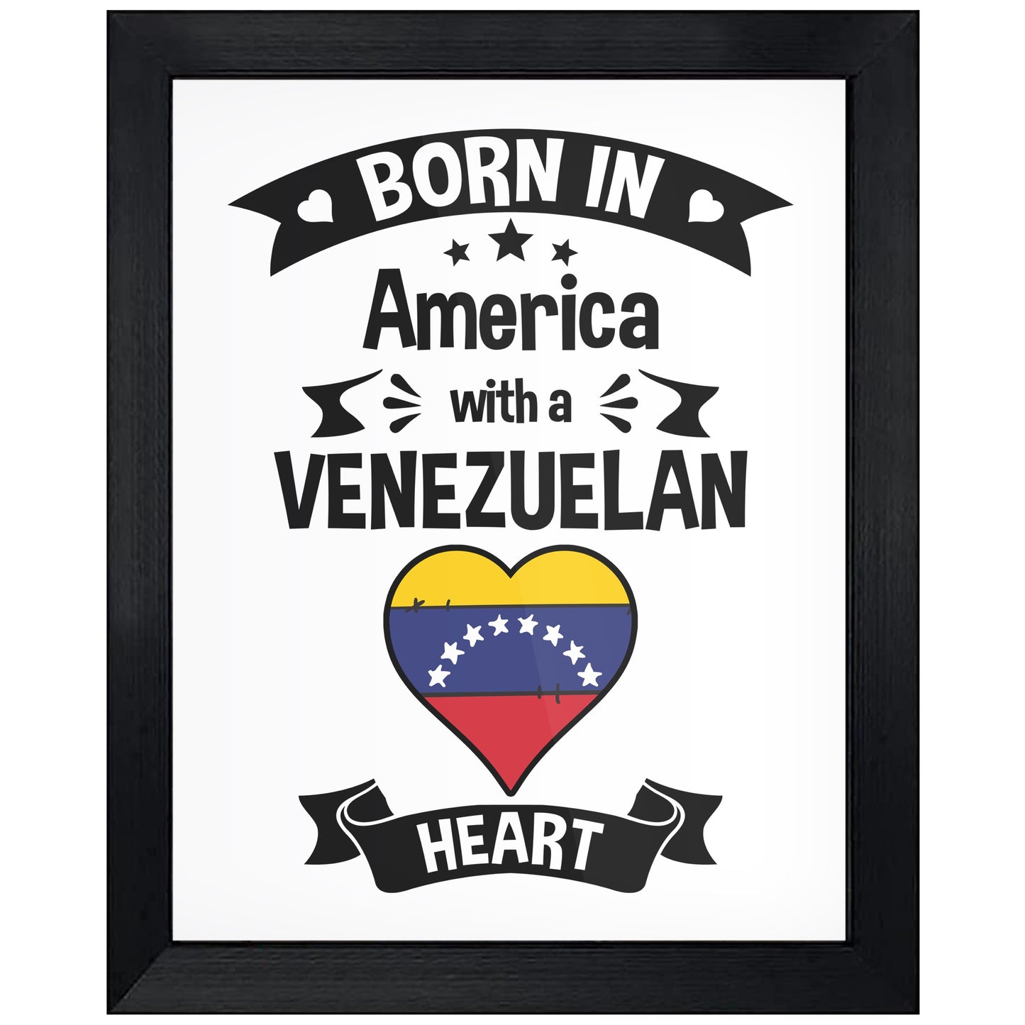 Born In America With A Venezuelan Heart Baby Nursery 8"x10" Wall Art Print