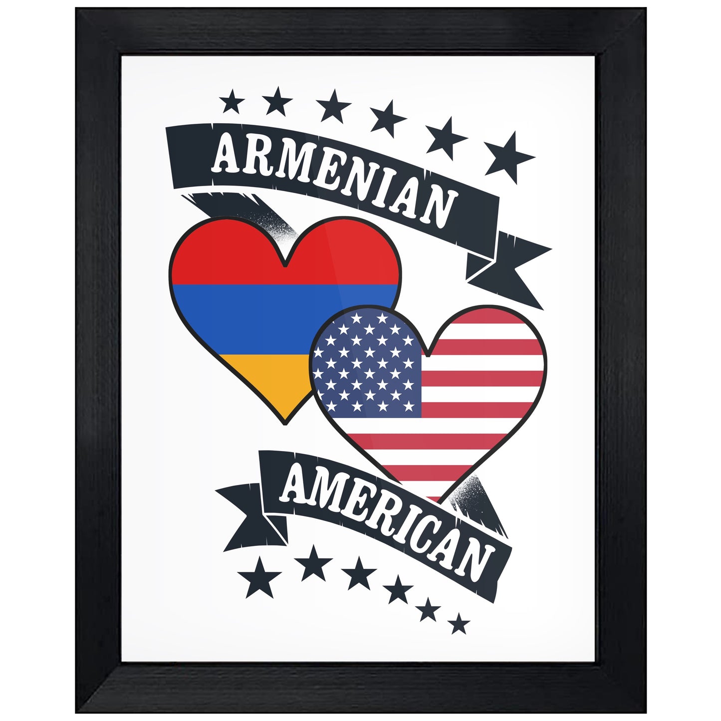 Armenian American Heart Flags Armenia America 8"x10" Wall Art Print