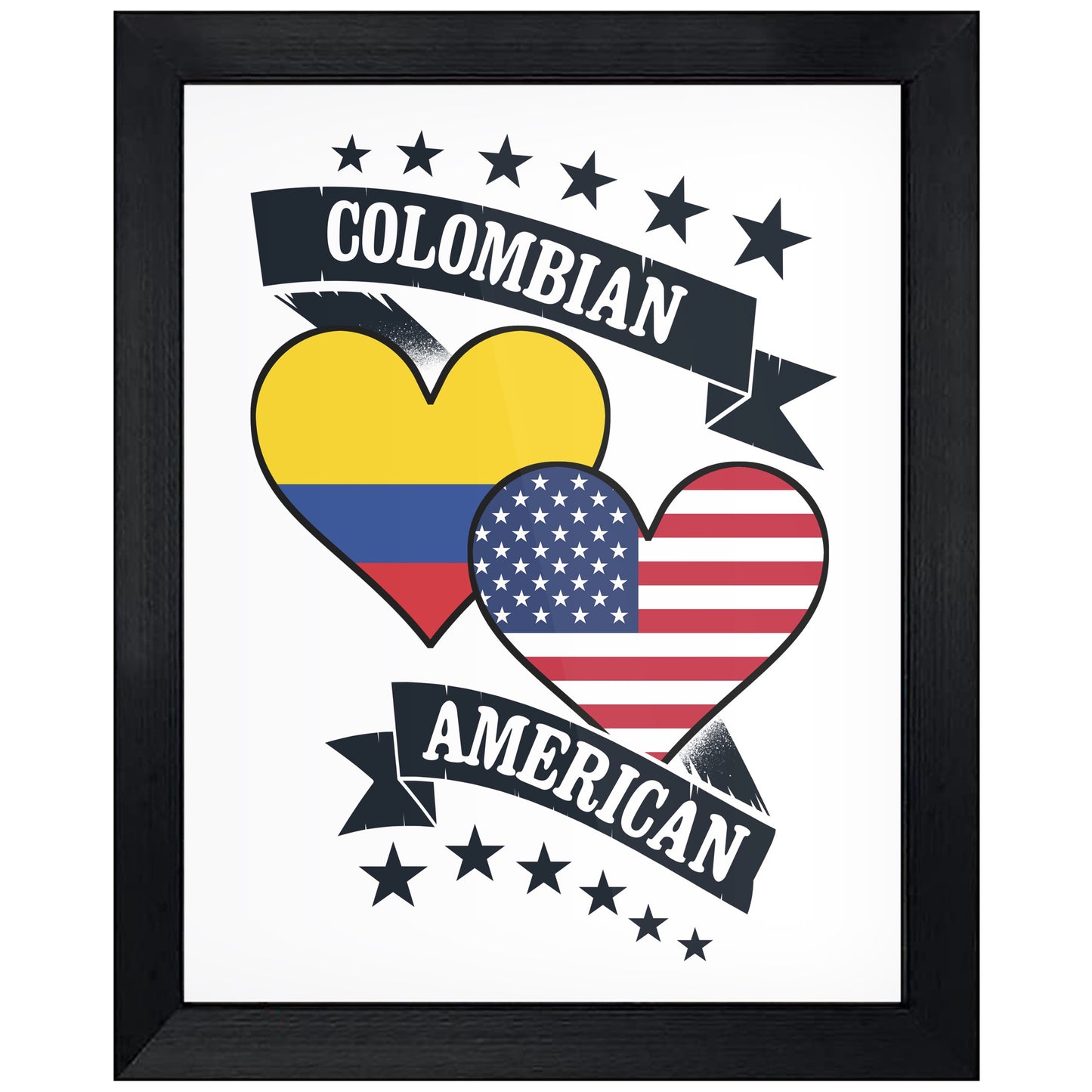 Colombian American Heart Flags Colombia America 8"x10" Wall Art Print