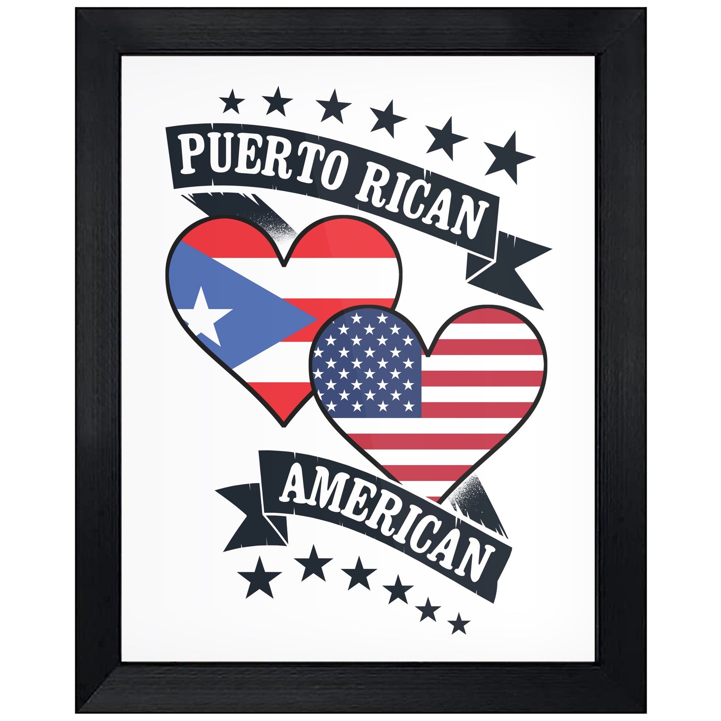 Puerto Rican American Heart Flags Puerto Rico America 8"x10" Wall Art Print