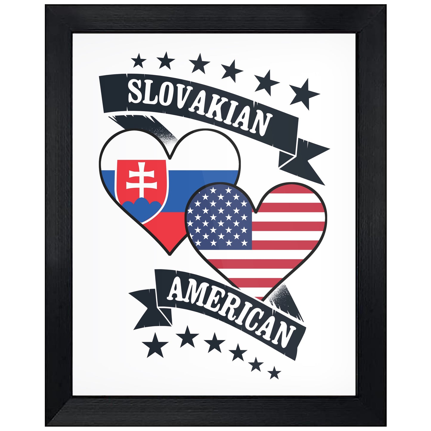 Slovakian American Heart Flags Slovakia America 8"x10" Wall Art Print