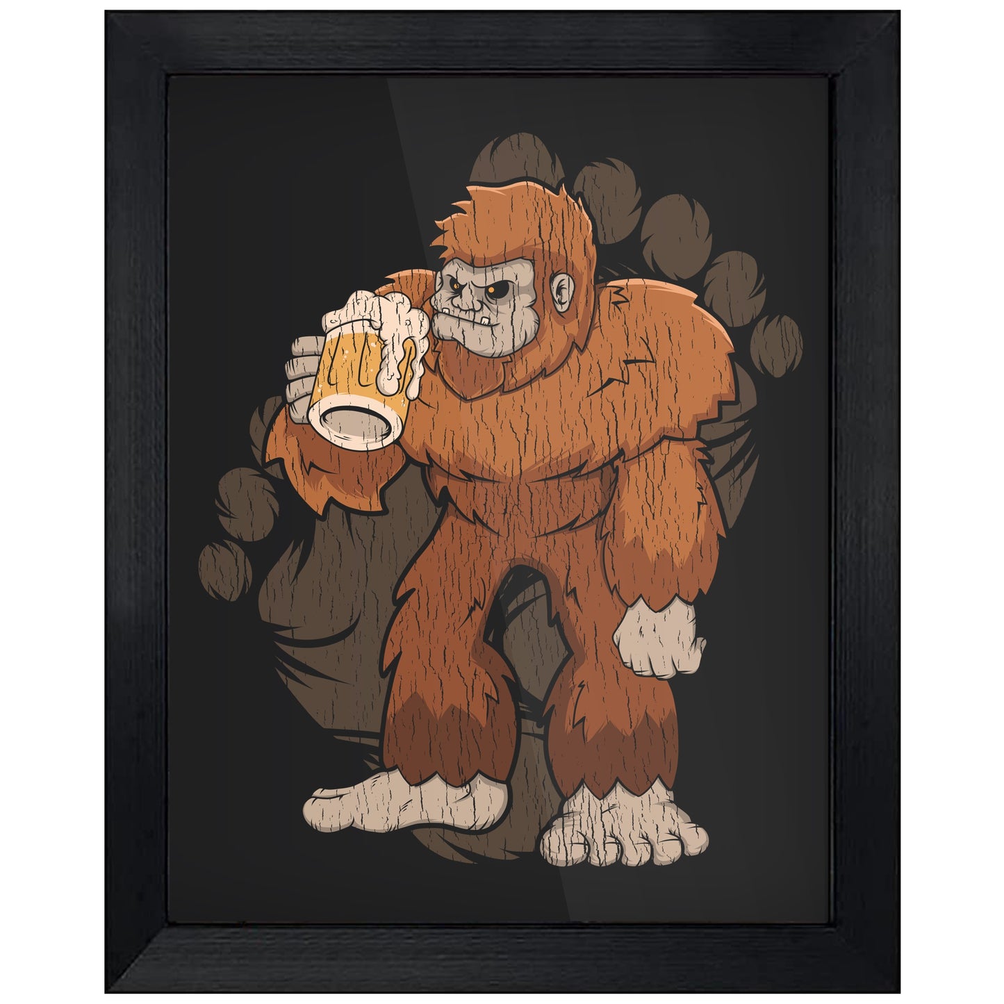 Bigfoot Beer Art - Sasquatch Drinking Beer 8"x10" Wall Art Print