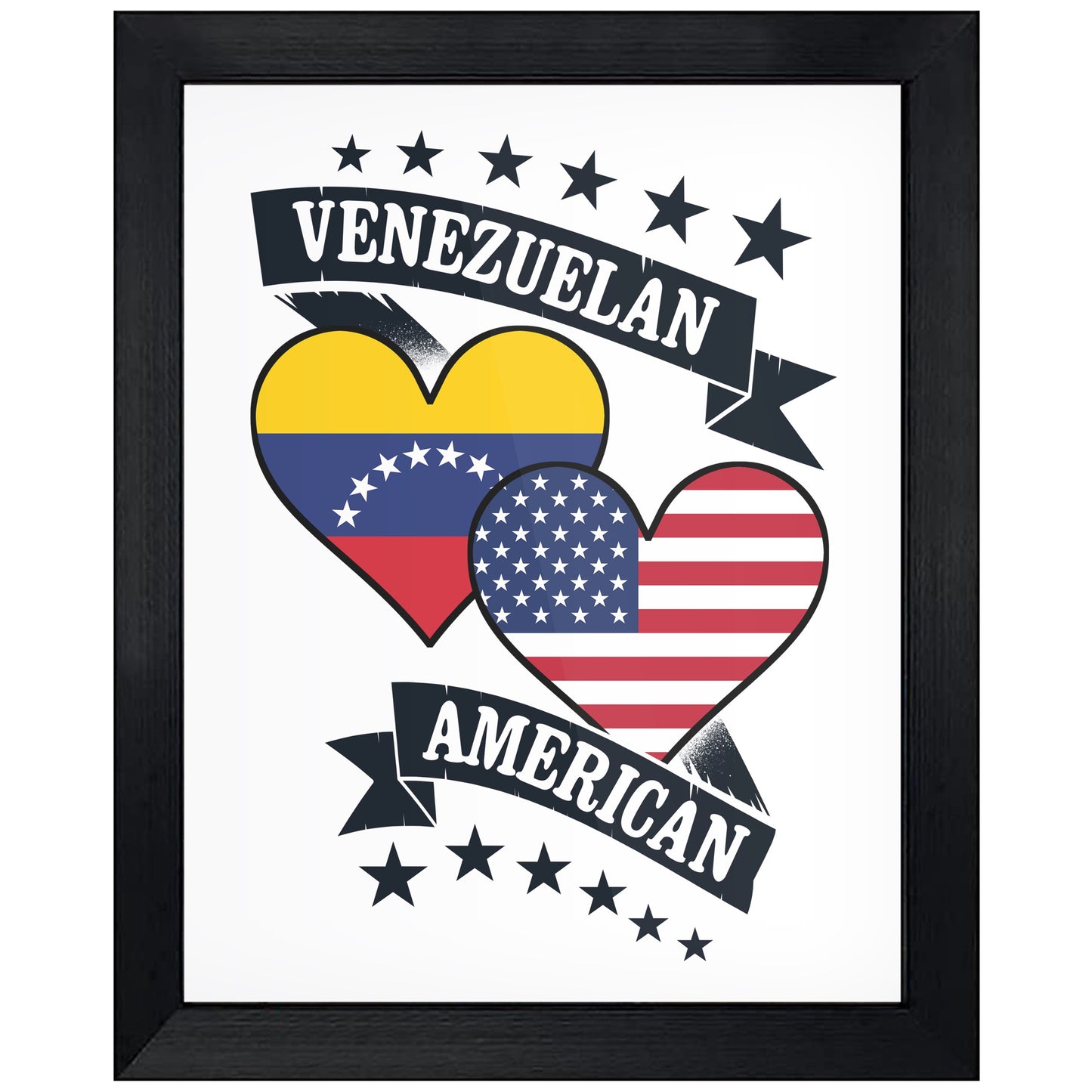 Venezuelan American Heart Flags Venezuela America 8"x10" Wall Art Print