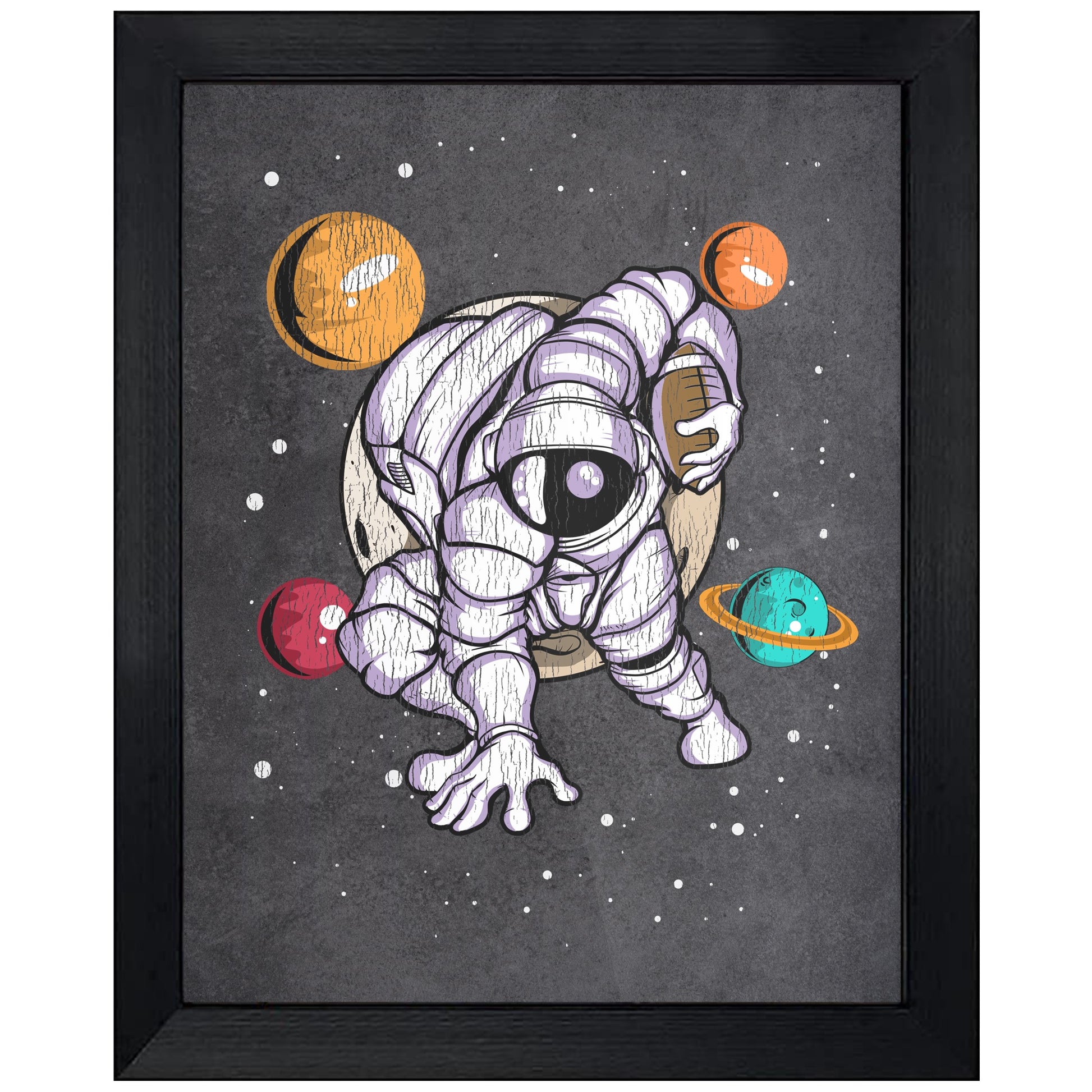 Football Astronaut Outer Space Spaceman Distressed 8"x10" Wall Art Print