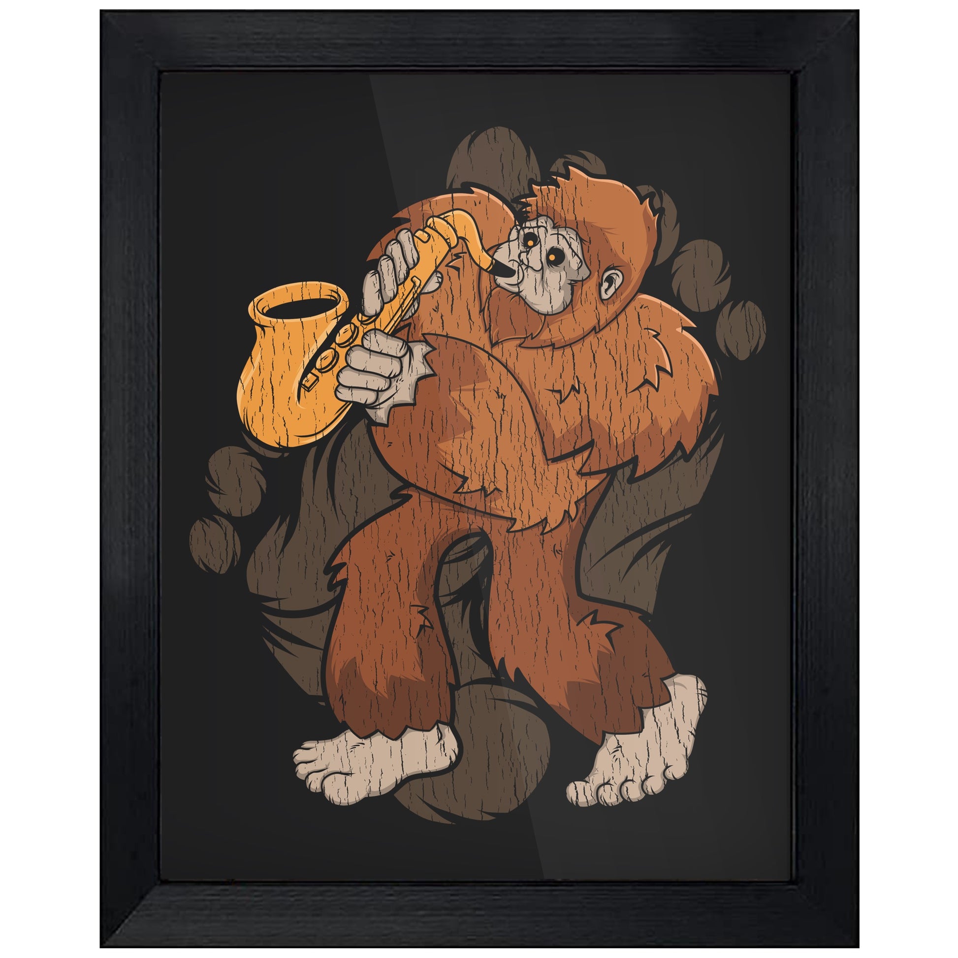 Bigfoot Saxophone Art - Sasquatch Playing Sax 8"x10" Wall Art Print