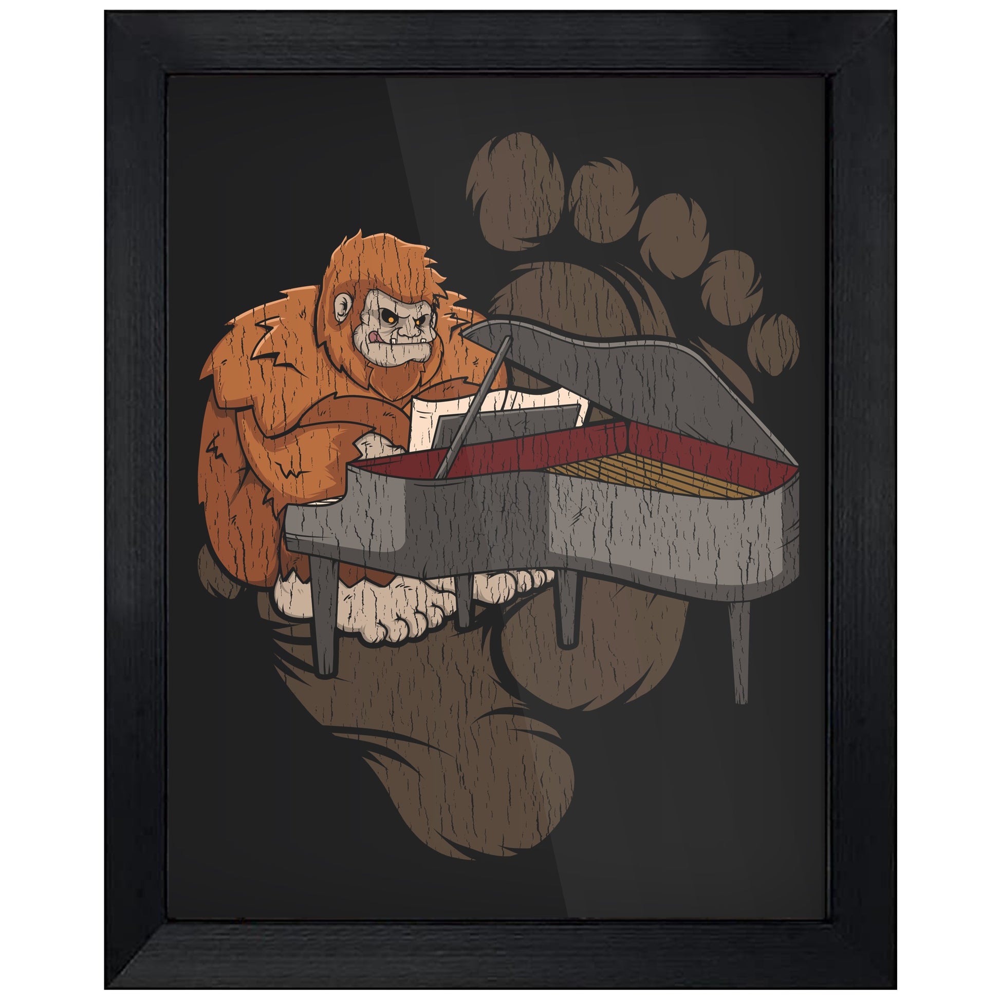 Bigfoot Piano Art - Sasquatch Playing Piano 8"x10" Wall Art Print