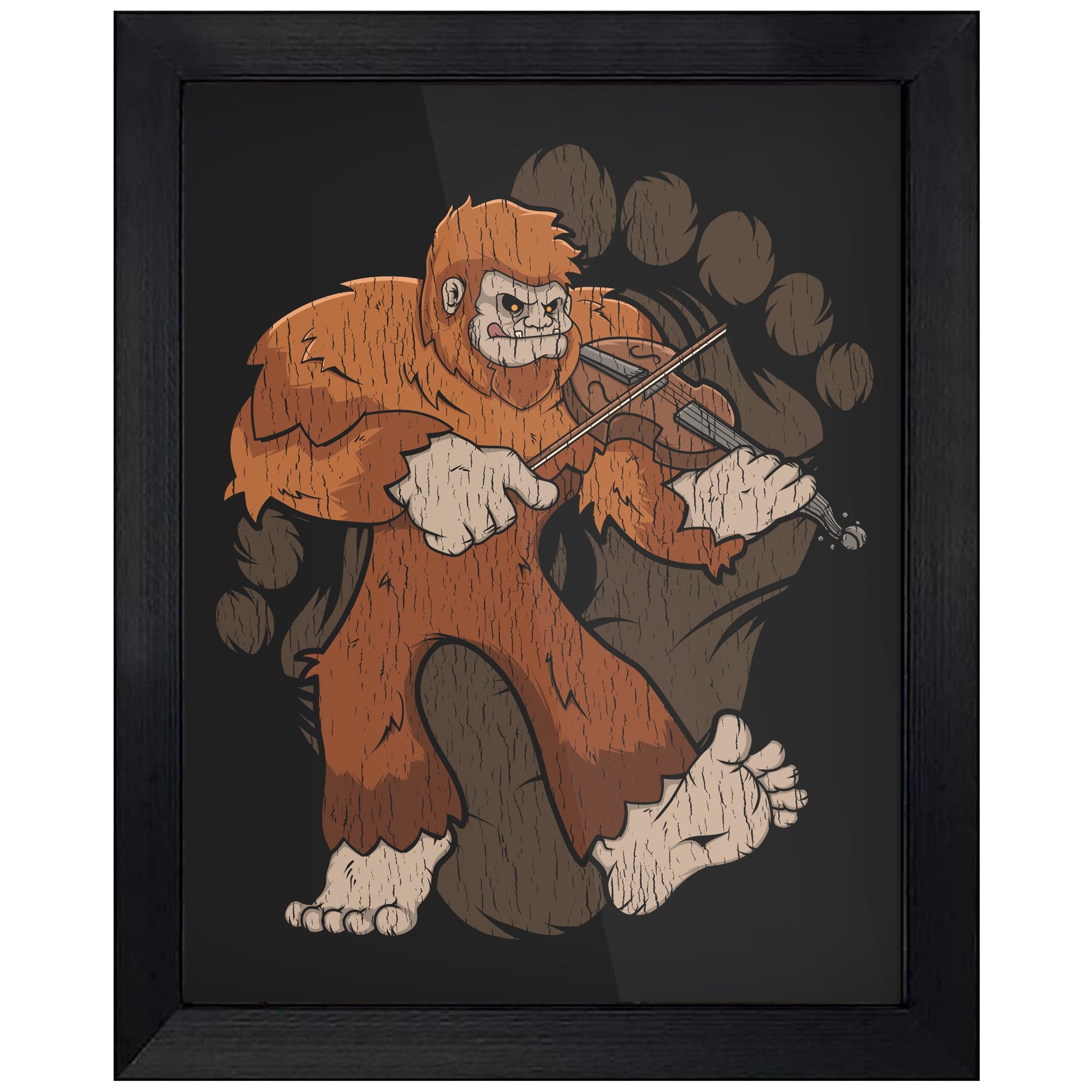 Bigfoot Violin Art - Sasquatch Playing Violin 8"x10" Wall Art Print