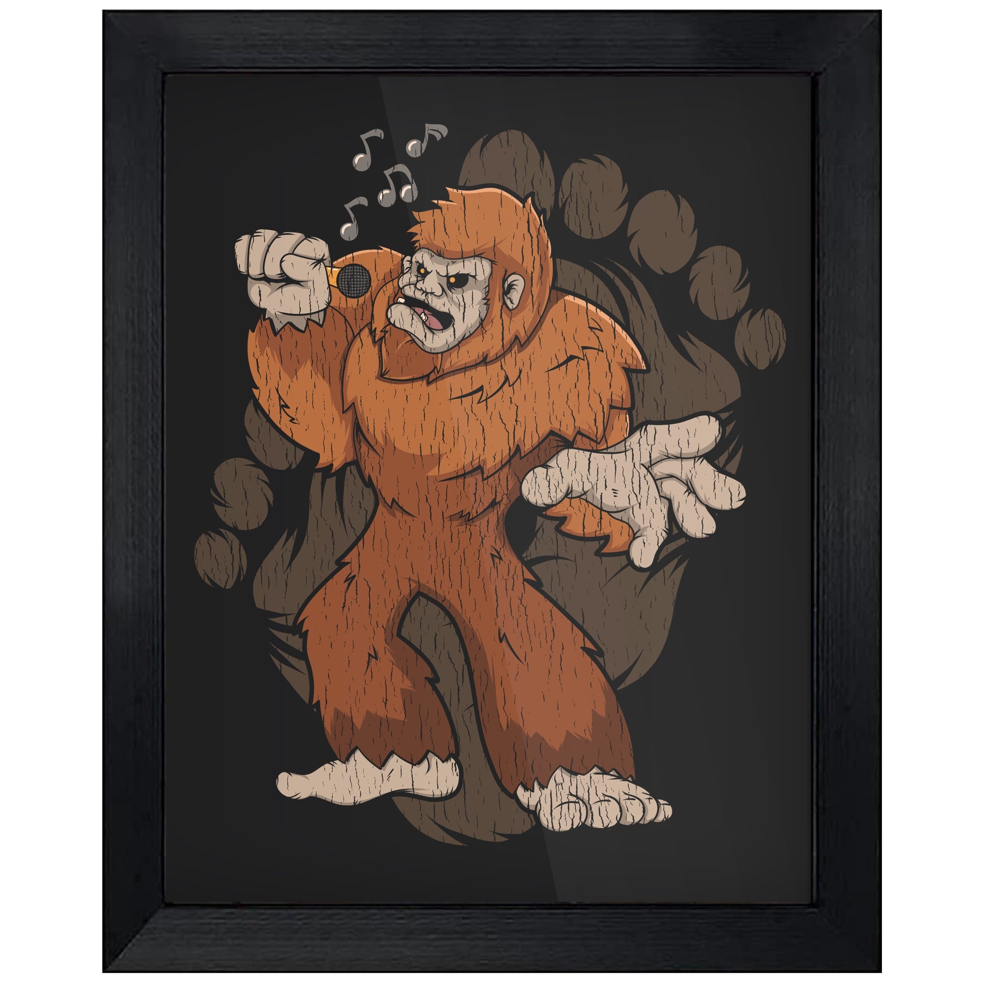 Bigfoot Karaoke Art - Sasquatch Singing 8"x10" Wall Art Print