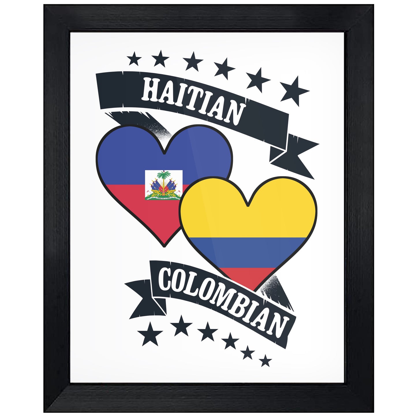 Haitian Colombian Heart Flags Haiti Colombia 8"x10" Wall Art Print