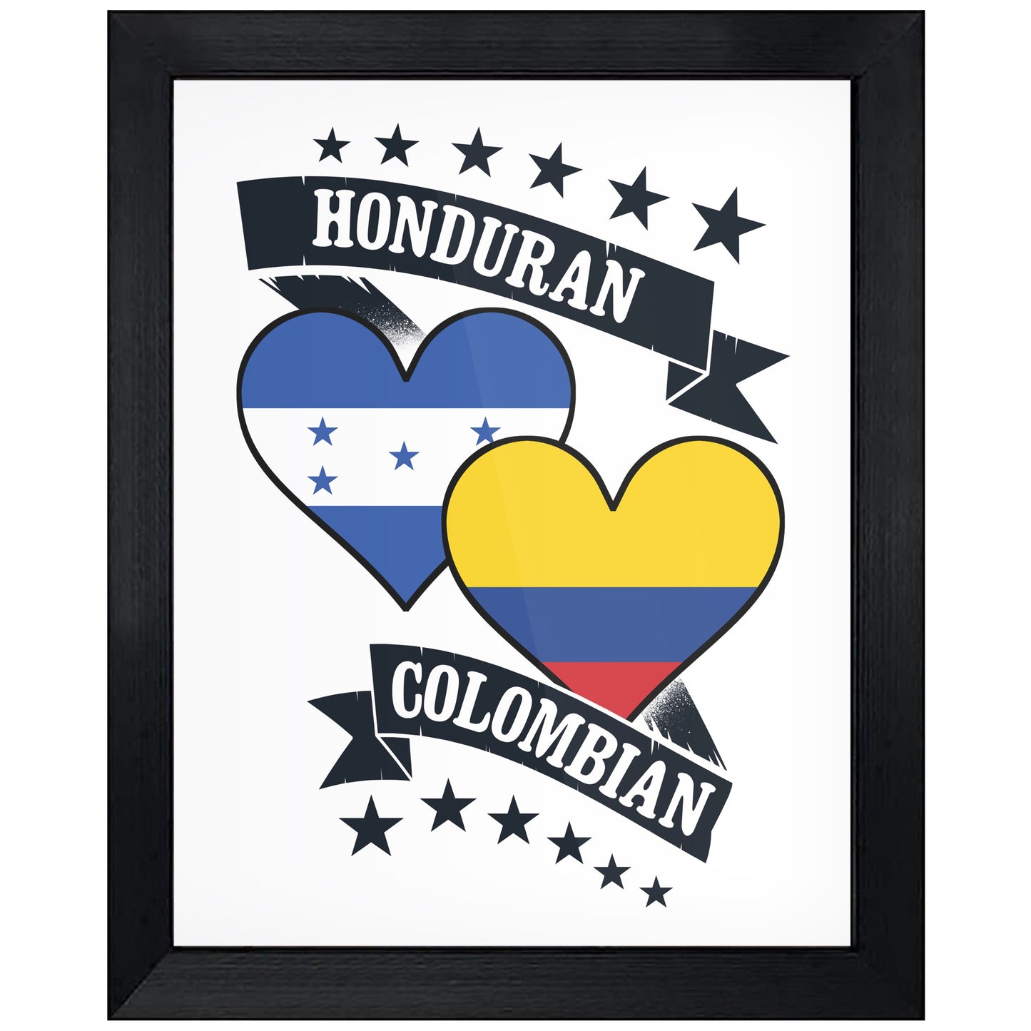 Honduran Colombian Heart Flags Honduras Colombia 8"x10" Wall Art Print