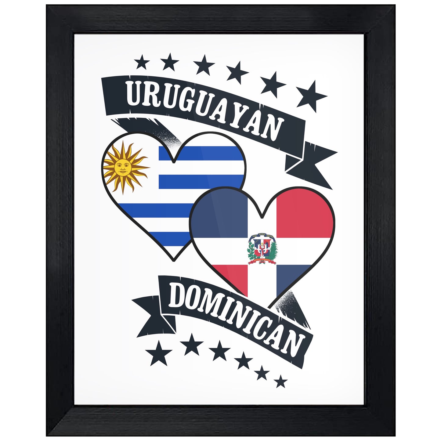 Uruguayan Dominican Heart Flags Uruguay Dominican Republic 8"x10" Wall Art Print