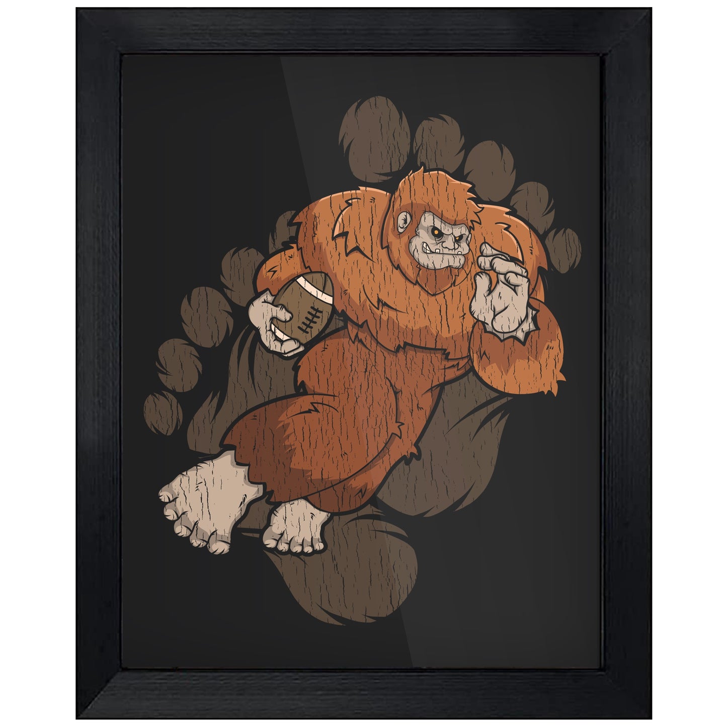 Bigfoot Football Art - Sasquatch Running Back 8"x10" Wall Art Print