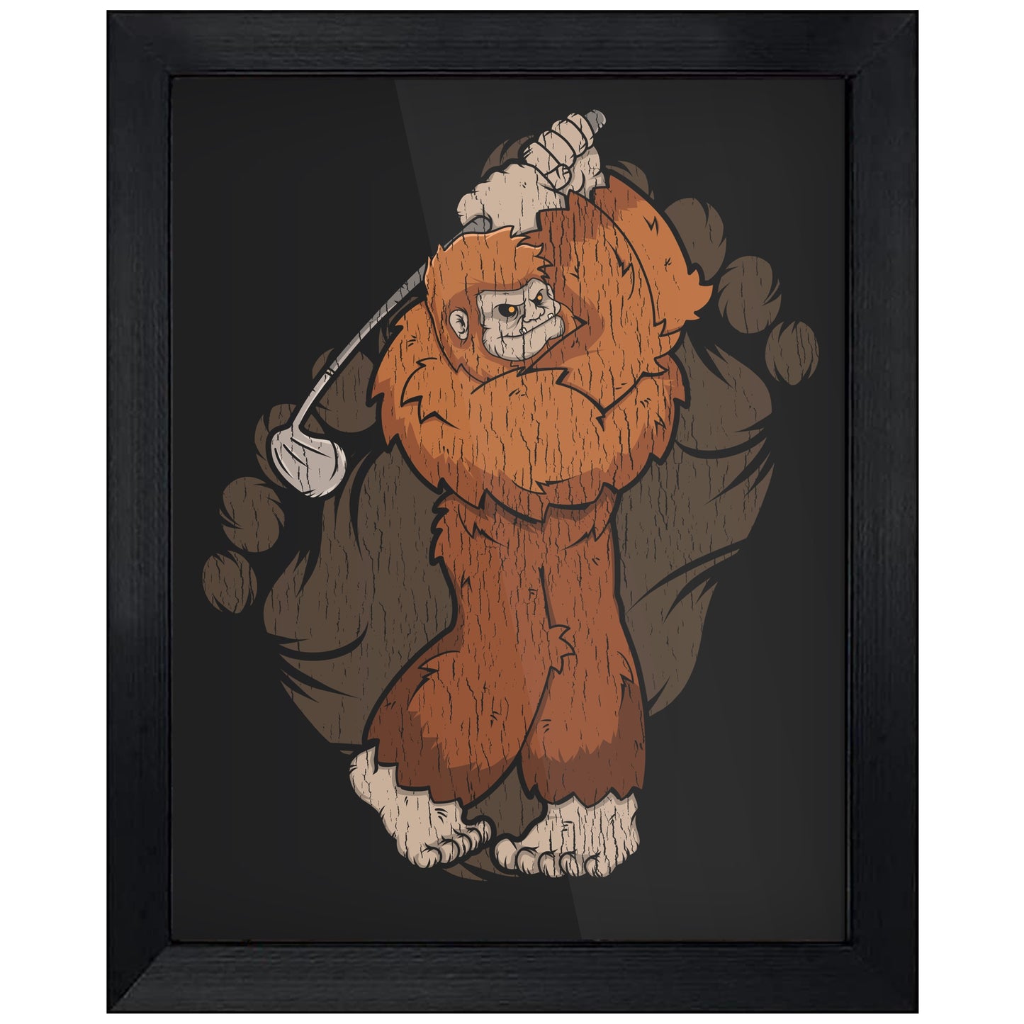 Bigfoot Golf Art - Sasquatch Golfing 8"x10" Wall Art Print