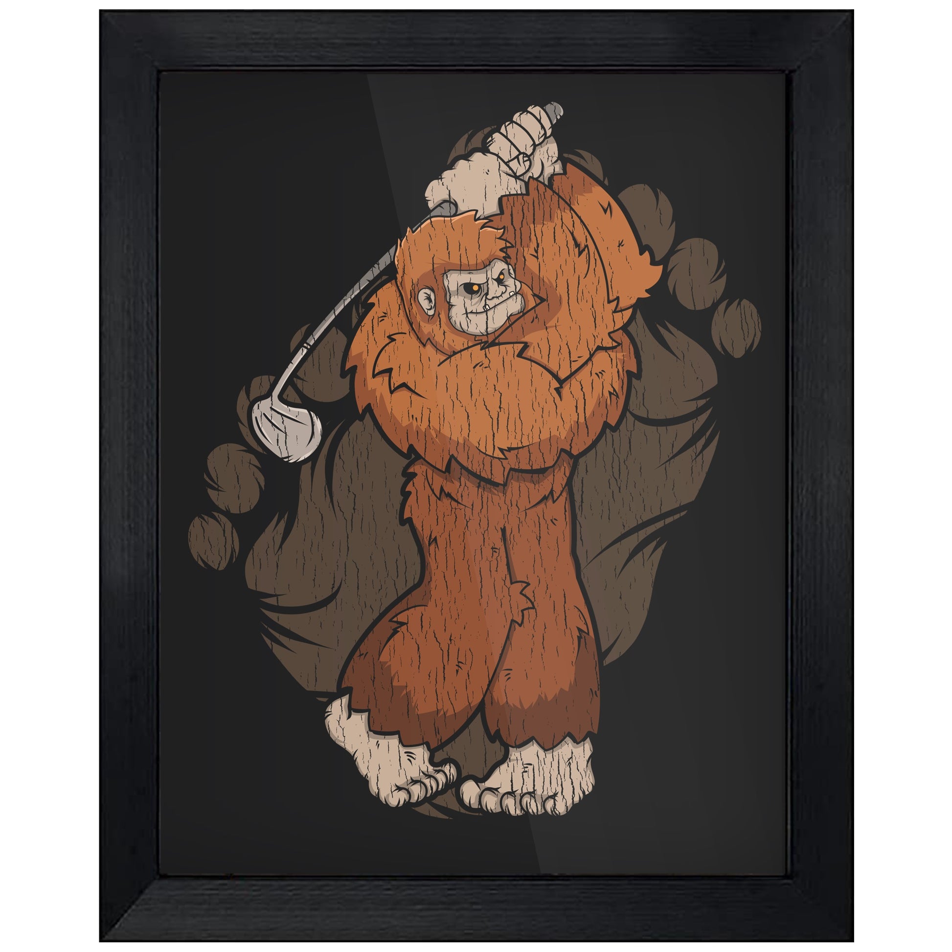 Bigfoot Golf Art - Sasquatch Golfing 8"x10" Wall Art Print
