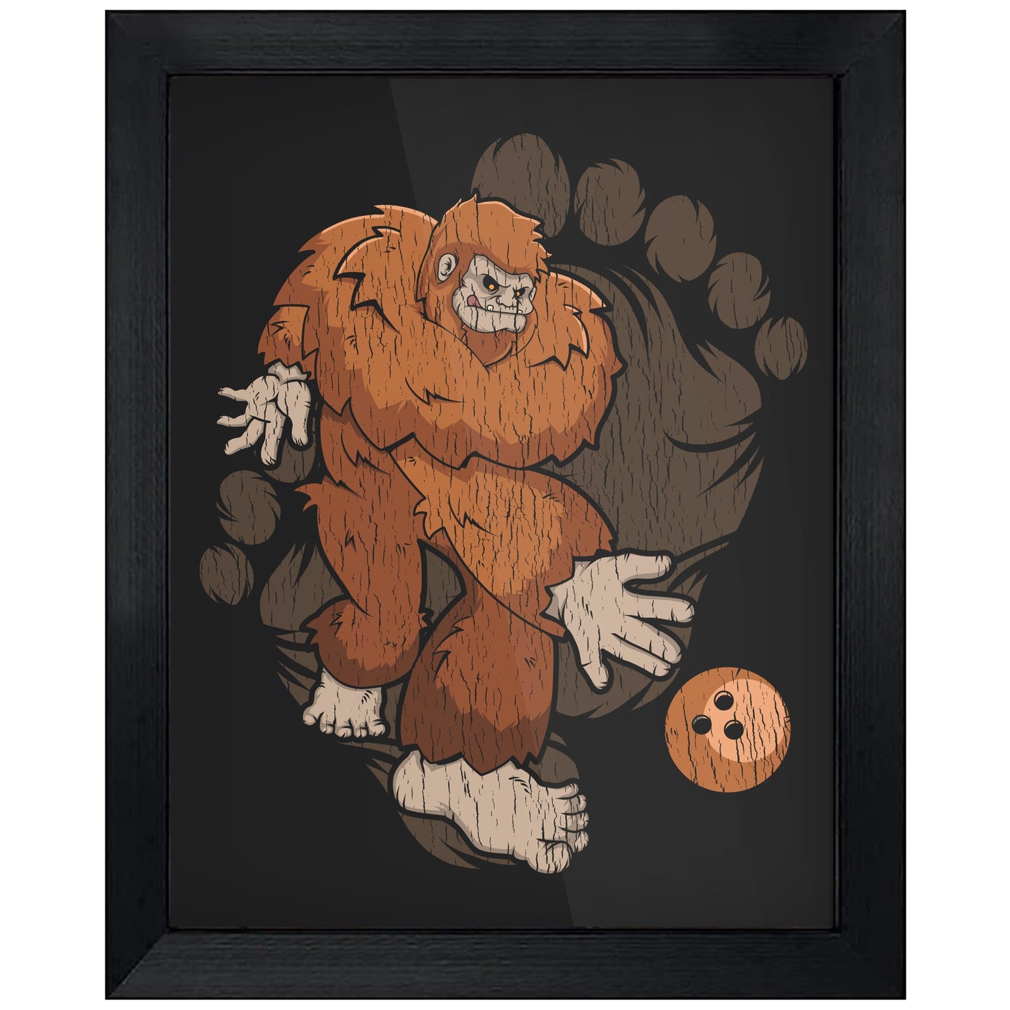 Bigfoot Bowling Art - Sasquatch Bowling 8"x10" Wall Art Print