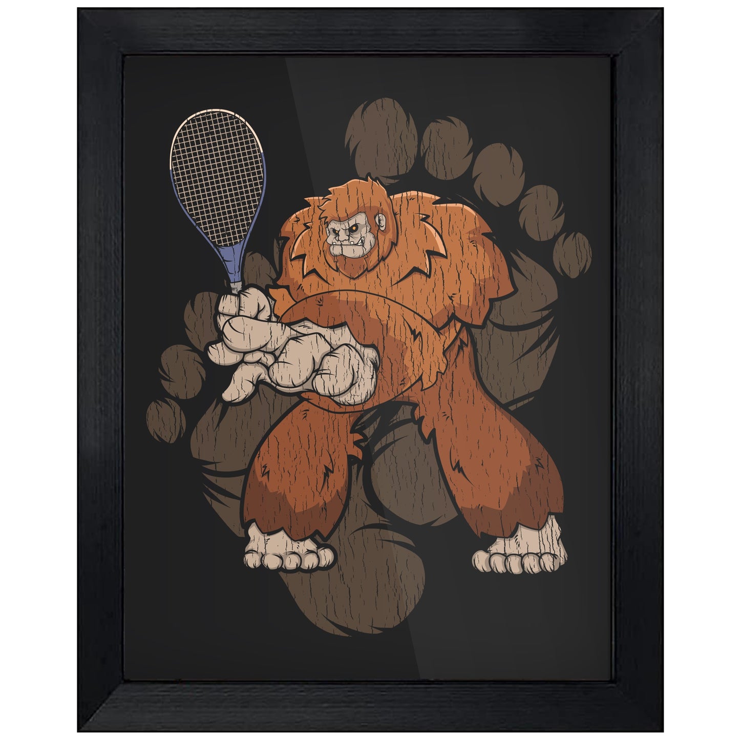 Bigfoot Tennis Art - Sasquatch Playing Tennis 8"x10" Wall Art Print