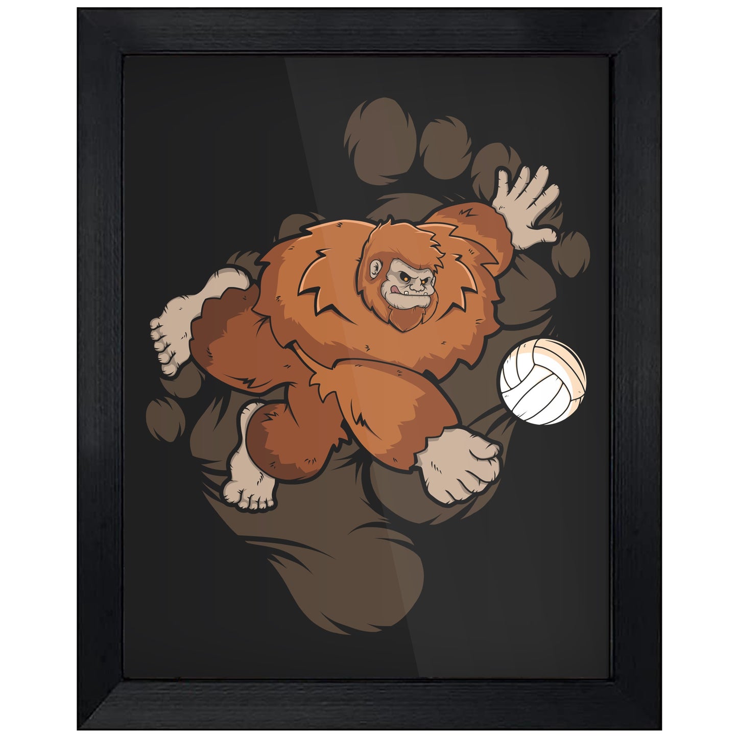 Bigfoot Volleyball Art - Sasquatch Volleyball Dig 8"x10" Wall Art Print