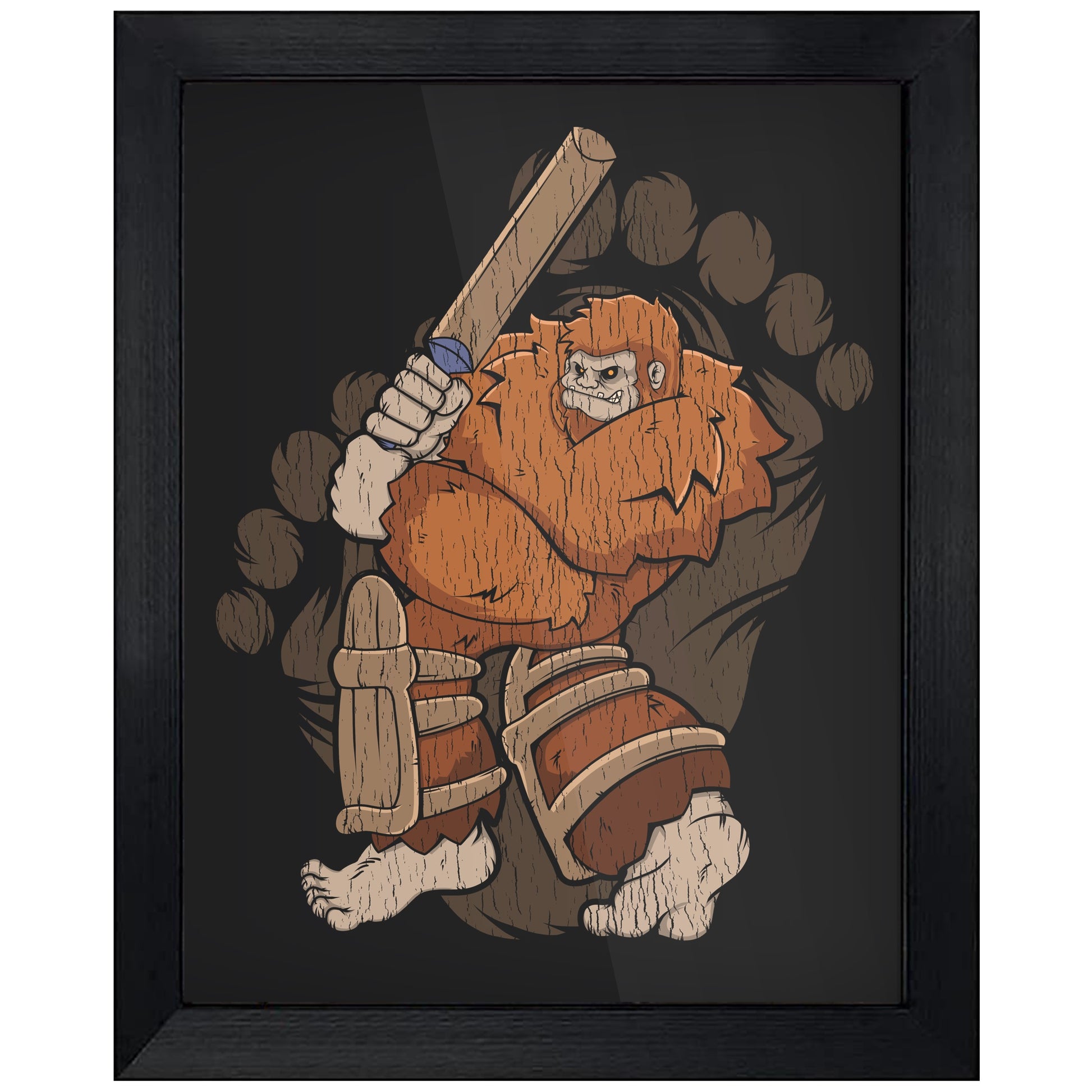 Bigfoot Cricket Art - Sasquatch Playing Cricket 8"x10" Wall Art Print