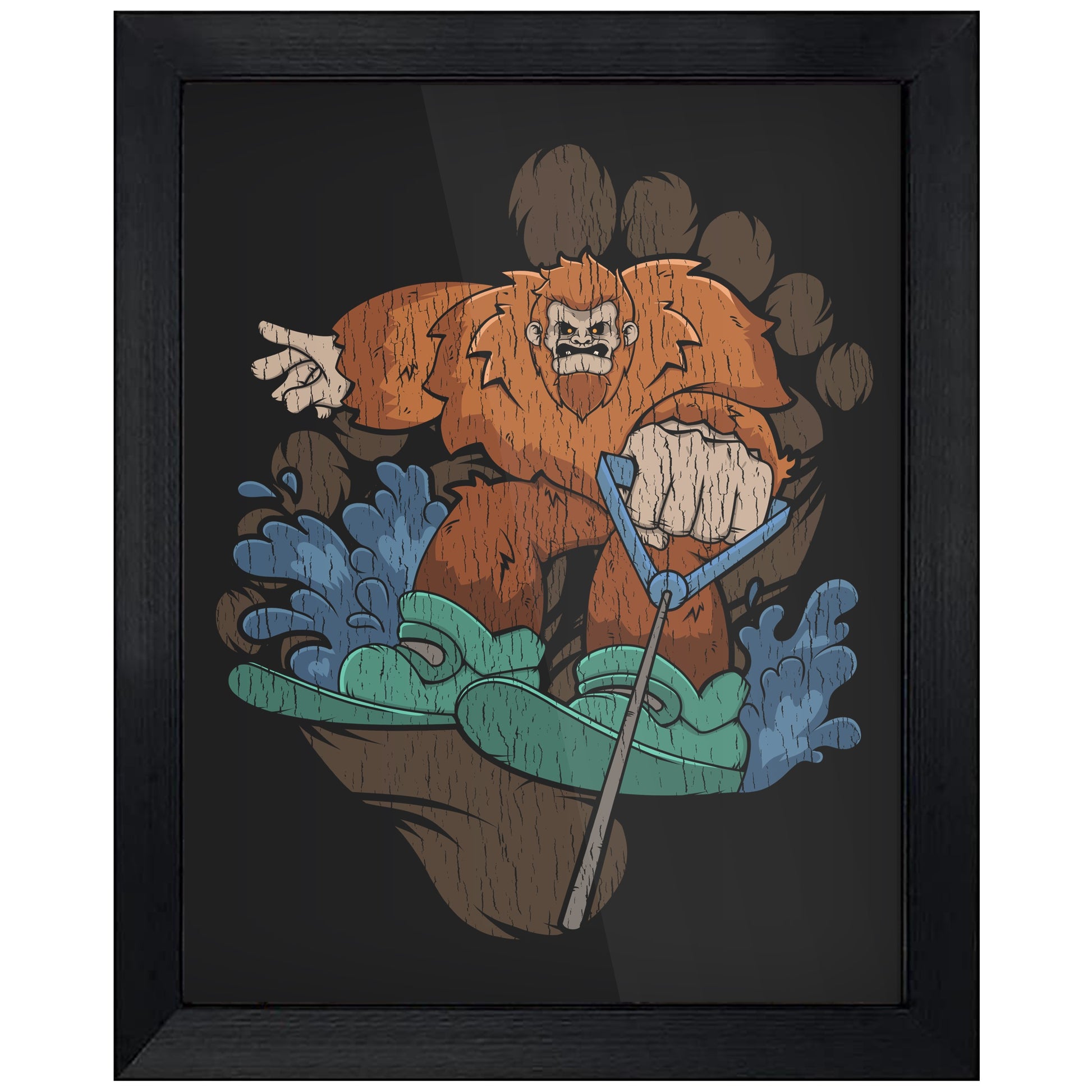 Bigfoot Waterskiing Art - Sasquatch on Waterkis 8"x10" Wall Art Print