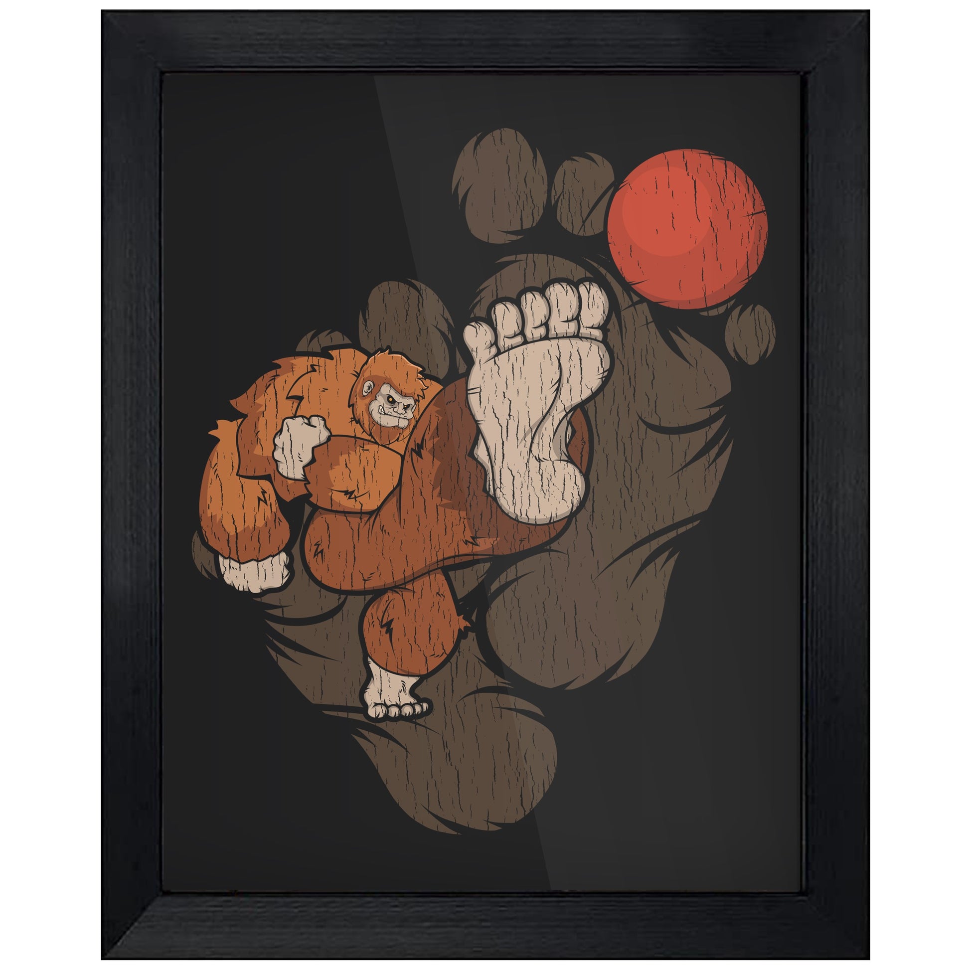 Bigfoot Kickball Art - Sasquatch Playing Kickball 8"x10" Wall Art Print