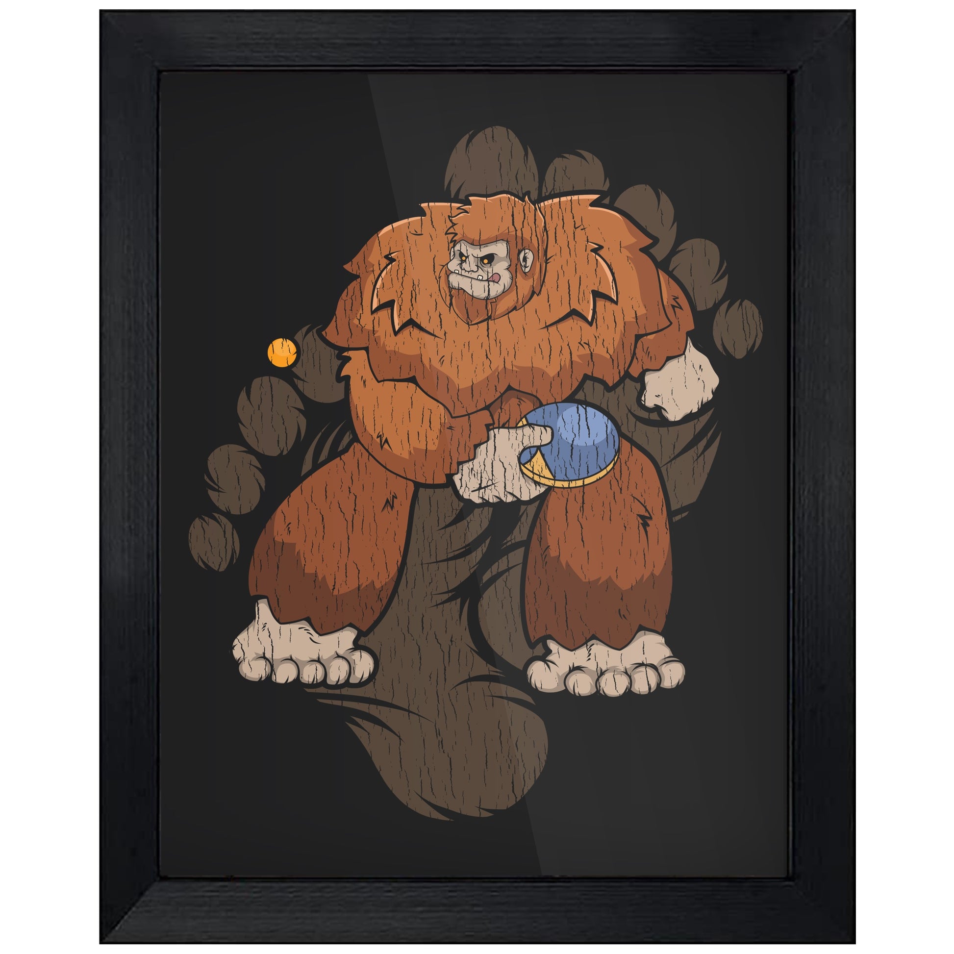 Bigfoot Table Tennis Art - Sasquatch Playing Table Tennis 8"x10" Wall Art Print