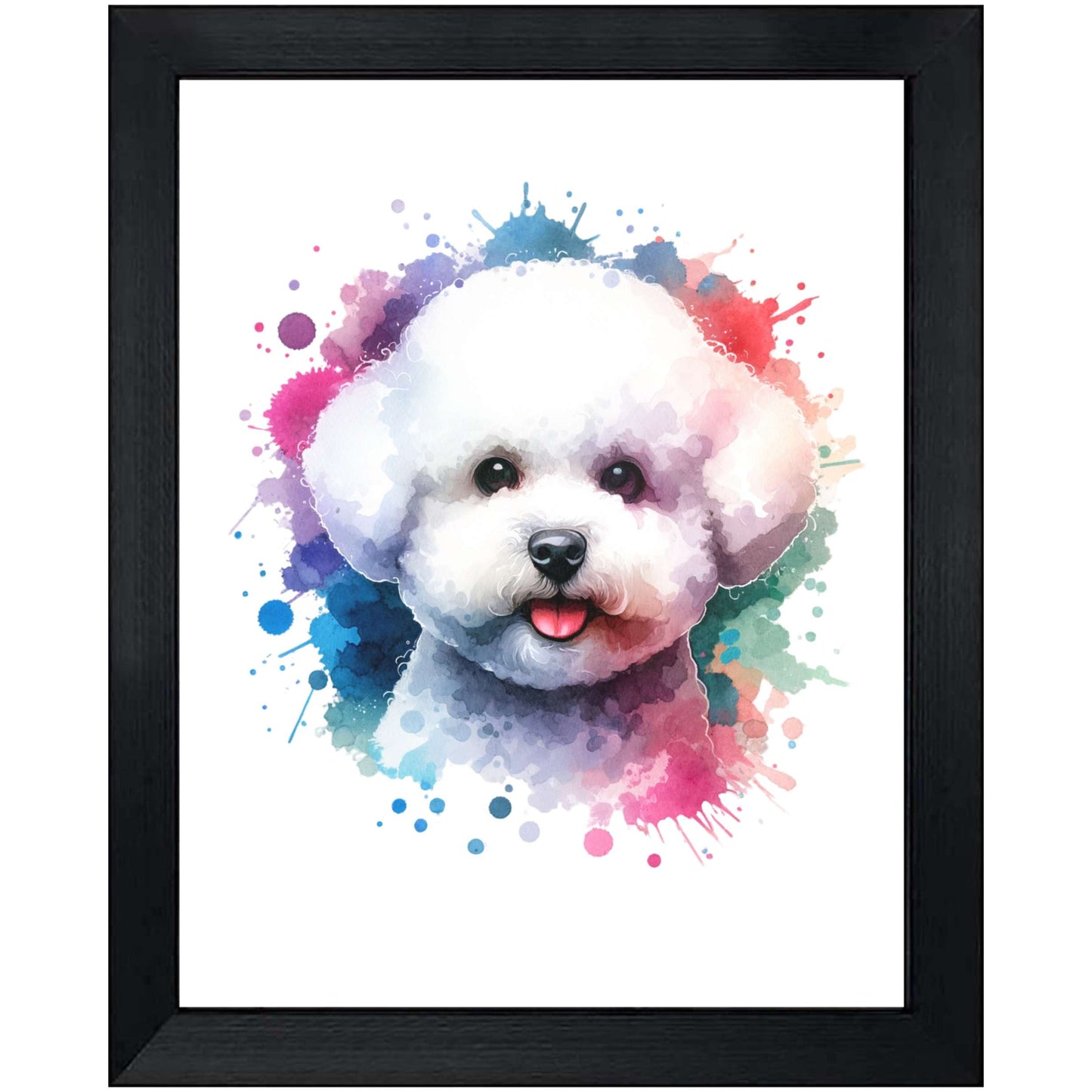 Bichon Frise Rainbow Watercolor Portrait Dog Lover 8"x10" Wall Art Print - Bichon Frise Gift