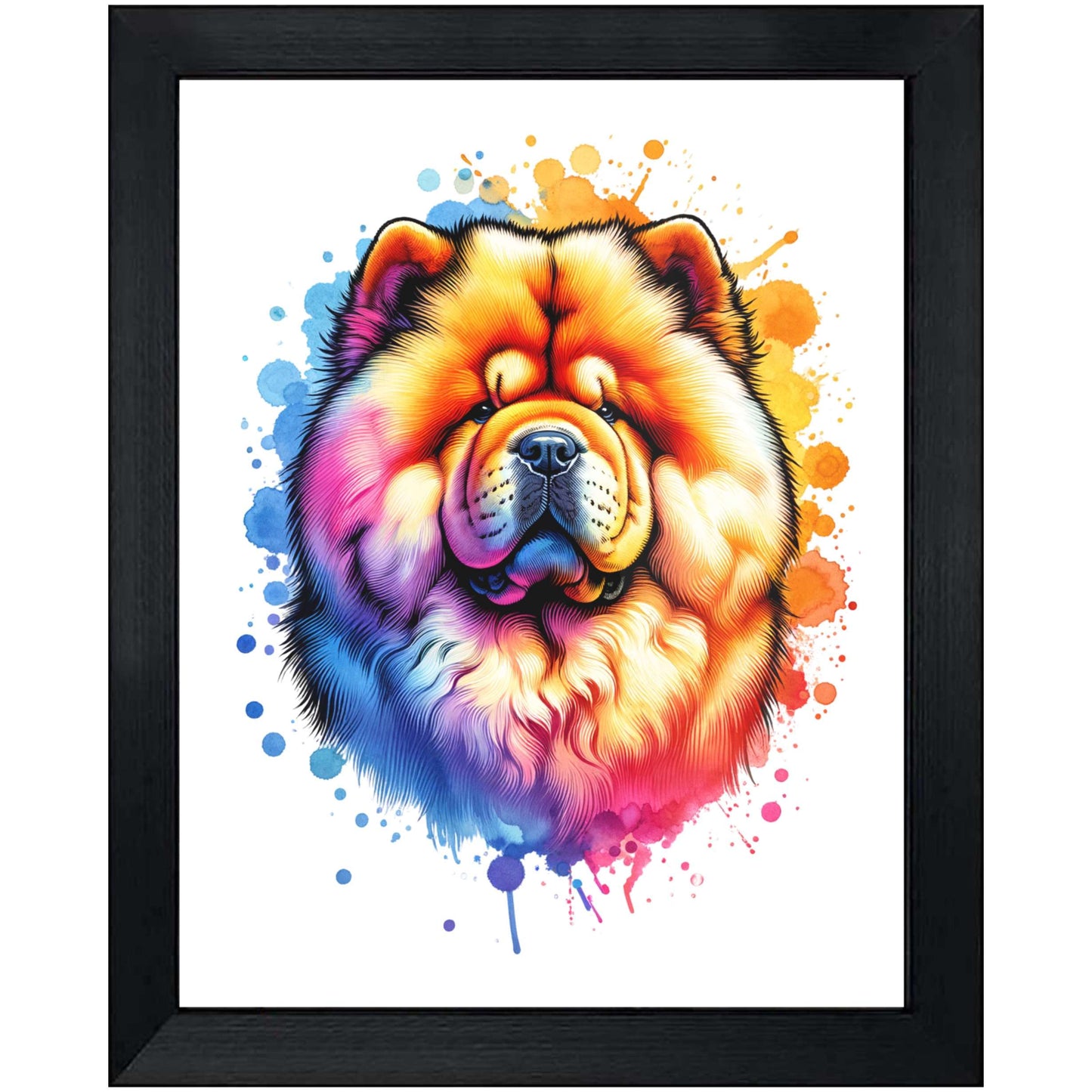 Chow Chow Rainbow Watercolor Portrait Dog Lover 8"x10" Wall Art Print - Chow Chow Gift
