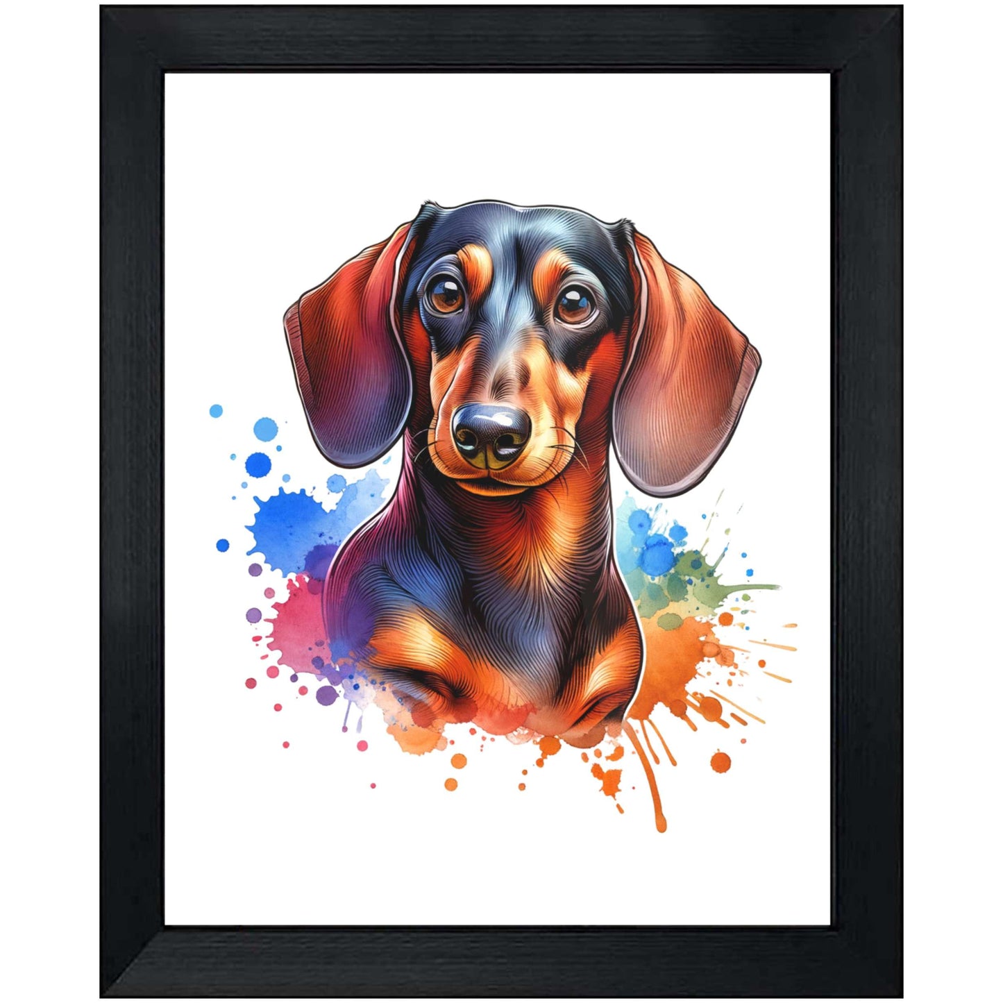 Dachshund Rainbow Watercolor Portrait Dog Lover 8"x10" Wall Art Print - Doxen Gift