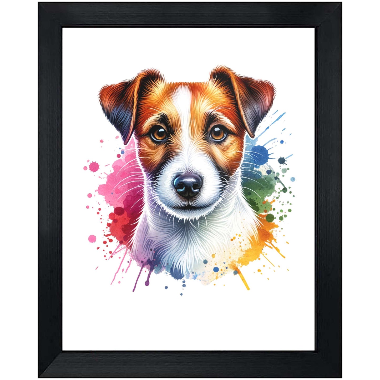 Jack Russell Terrier Rainbow Watercolor Portrait Dog Lover 8"x10" Wall Art Print - Jack Russell Gift