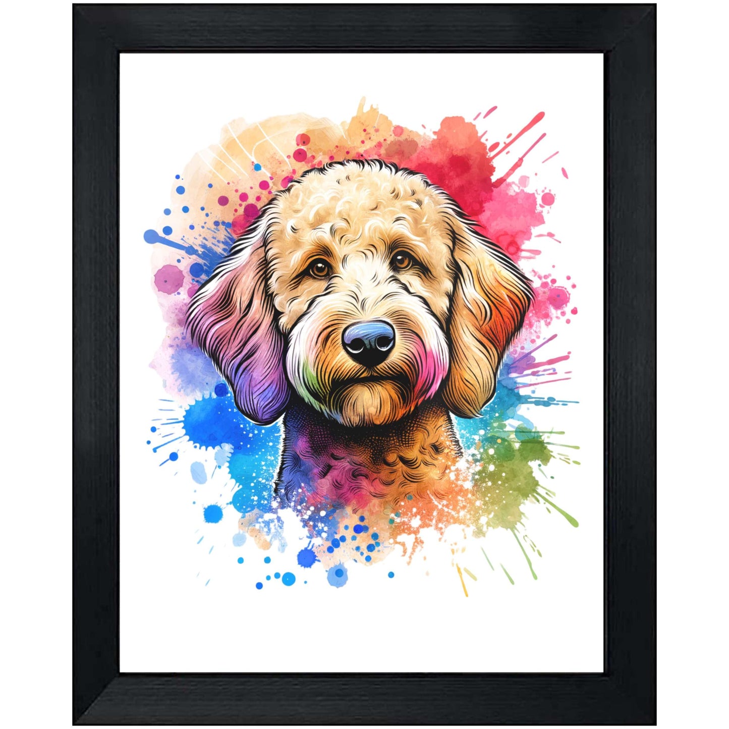 Labradoodle Rainbow Watercolor Portrait Dog Lover 8"x10" Wall Art Print - Labradoodle Gift