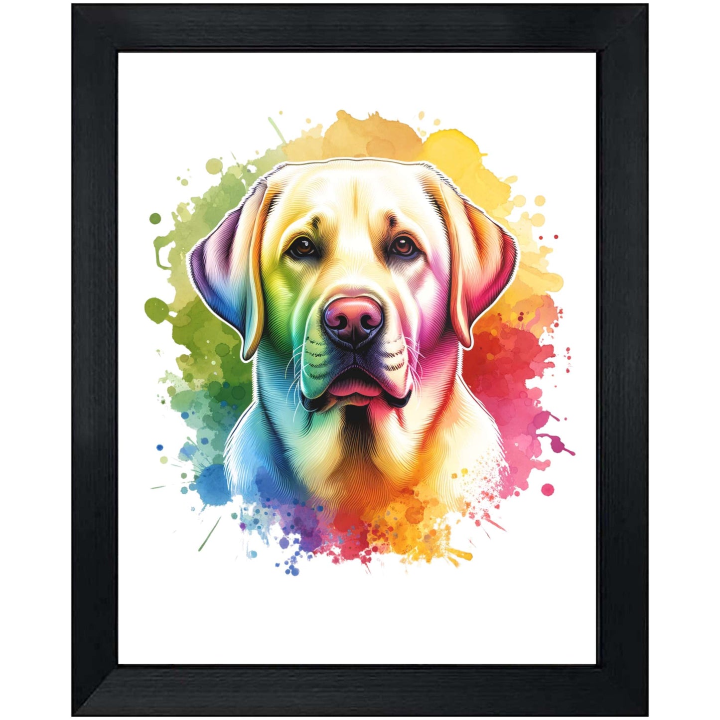 Labrador Retriever Rainbow Watercolor Portrait Dog Lover 8"x10" Wall Art Print - Labrador Retriever Gift