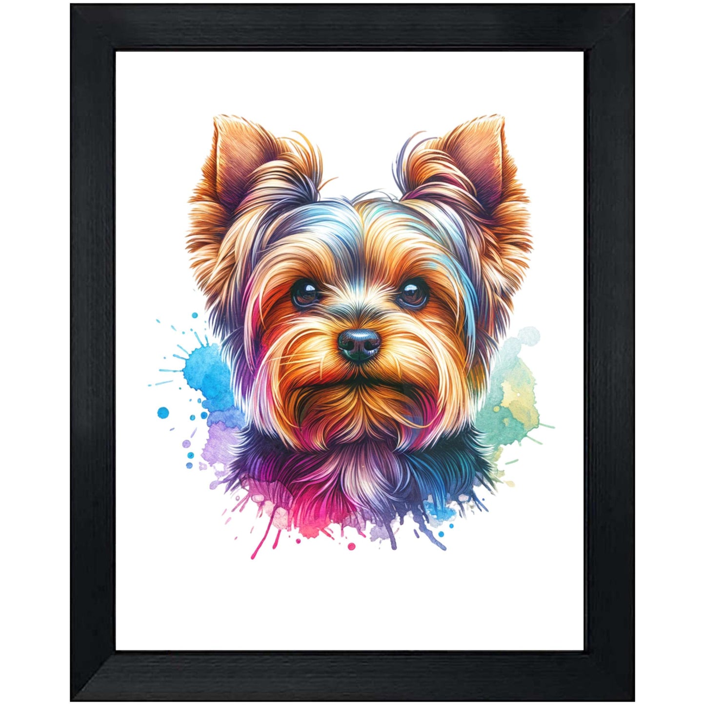 Yorkshire Terrier Rainbow Watercolor Portrait Dog Lover 8"x10" Wall Art Print - Yorkie Gift