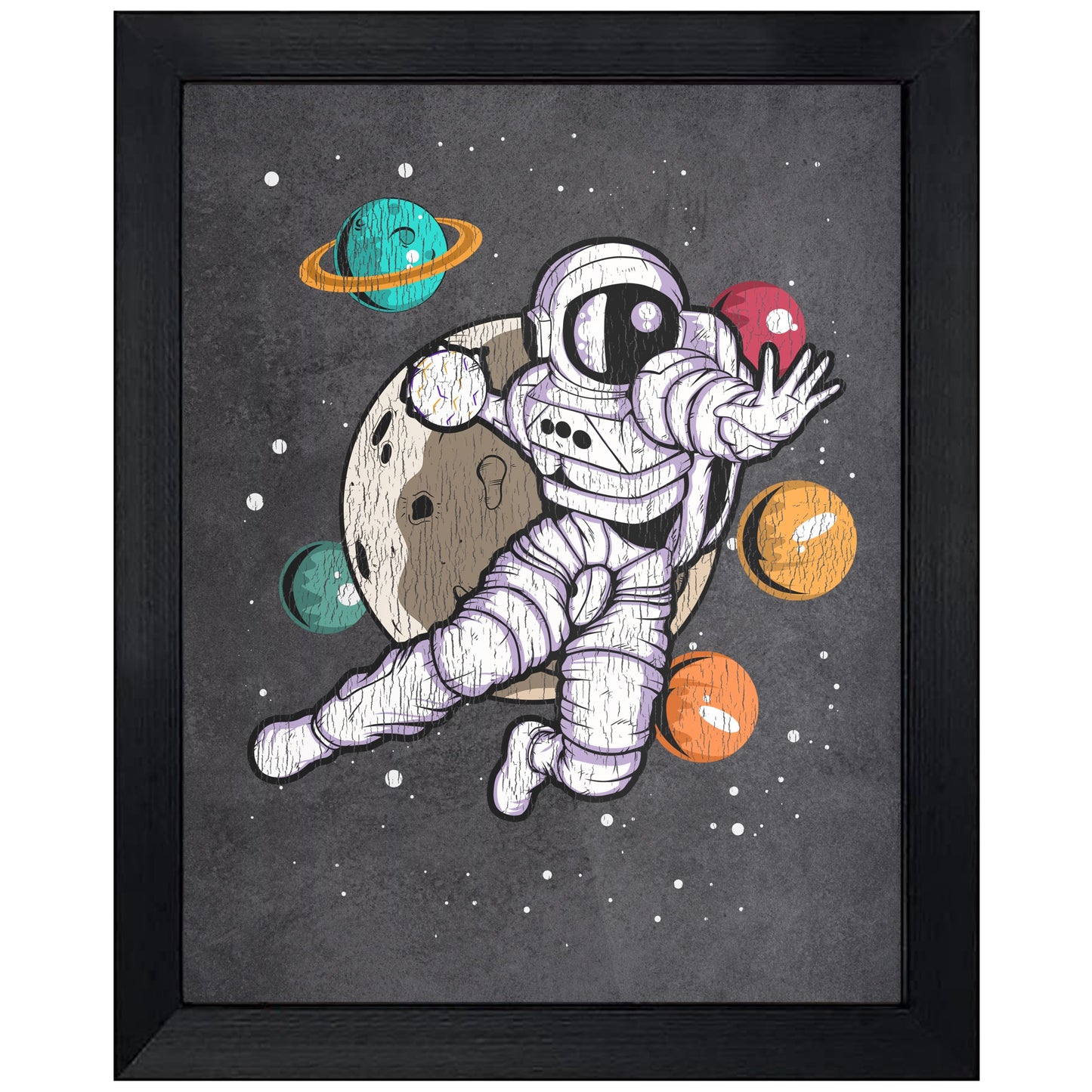 Handball Astronaut Outer Space Spaceman Distressed 8"x10" Wall Art Print