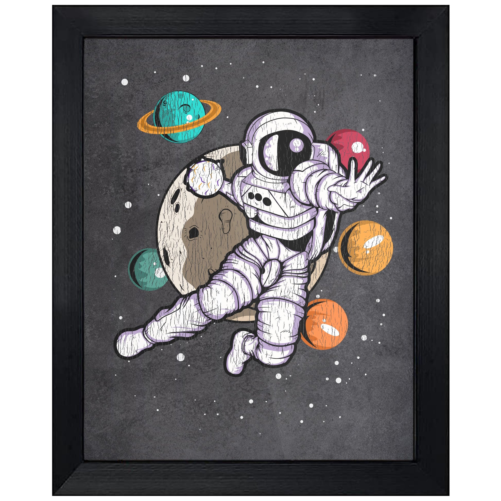 Handball Astronaut Outer Space Spaceman Distressed 8"x10" Wall Art Print