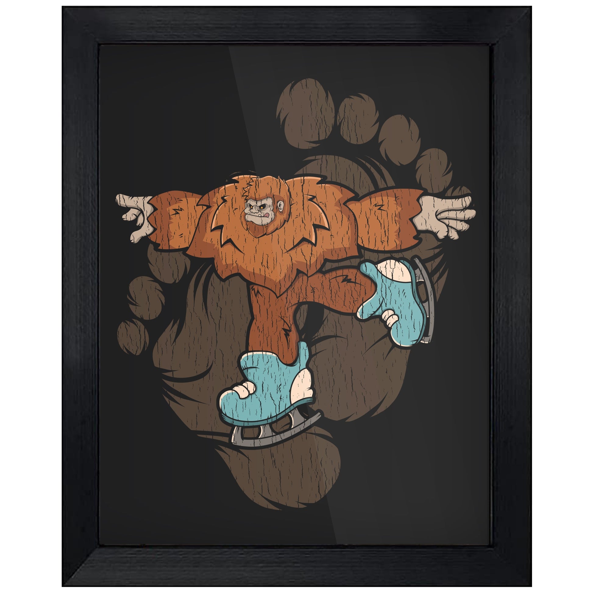 Bigfoot Figure Skating Art - Sasquatch on Figure Skates 8"x10" Wall Art Print