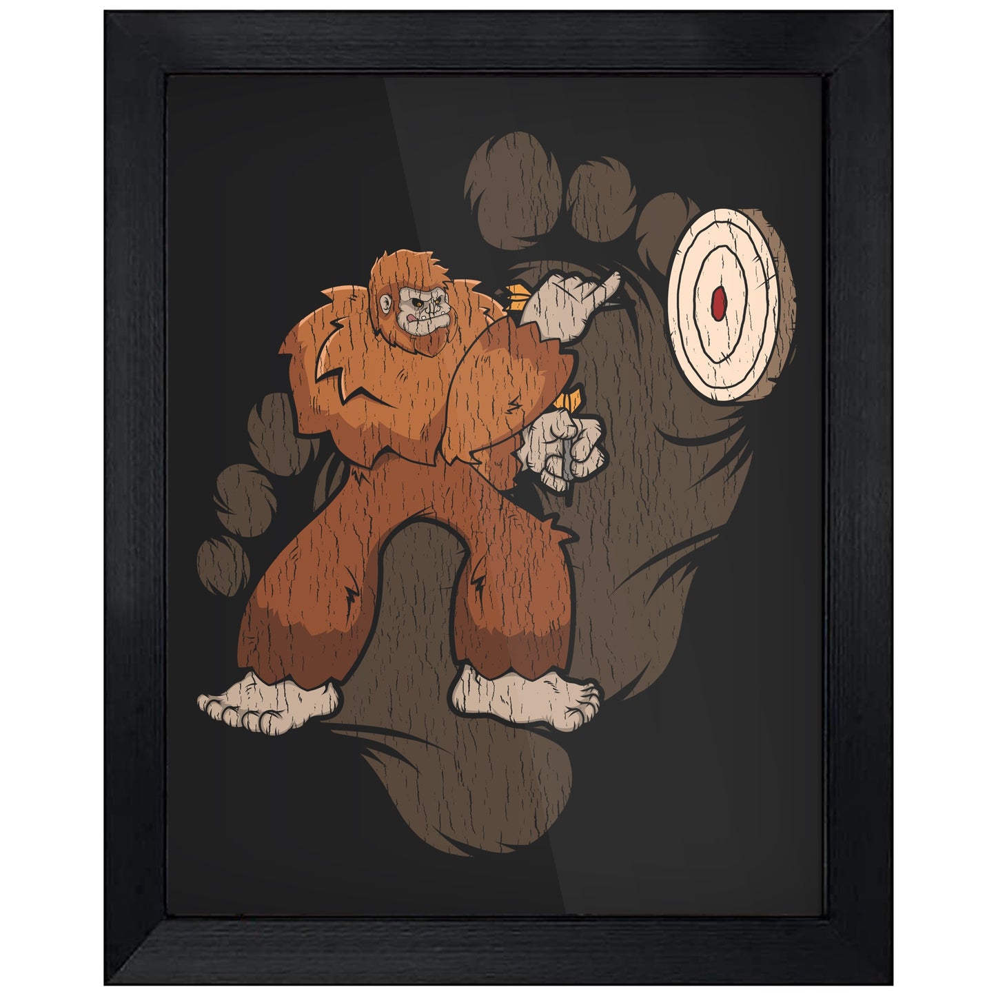 Bigfoot Darts Art - Sasquatch Playing Darts 8"x10" Wall Art Print