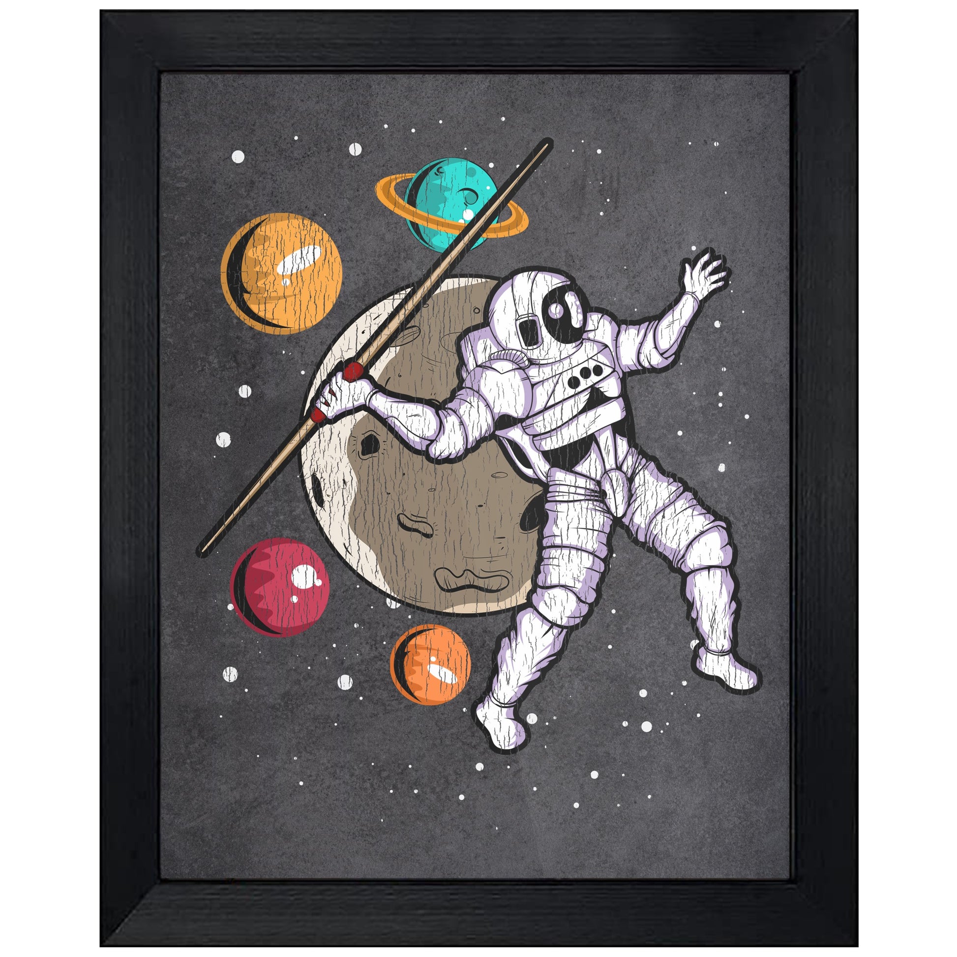 Javelin Throw Astronaut Outer Space Spaceman Track and Field Distressed 8"x10" Wall Art Print