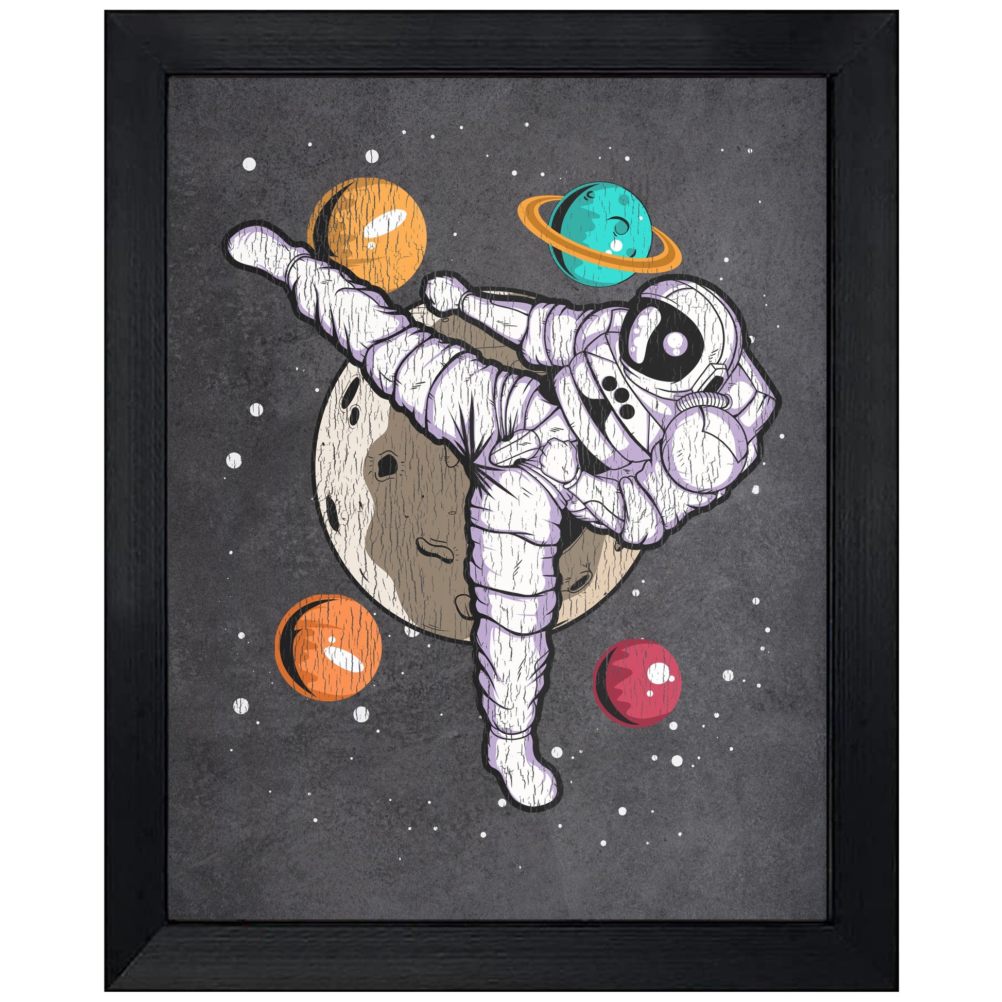 Karate Astronaut Outer Space Spaceman Martial Arts Distressed 8"x10" Wall Art Print