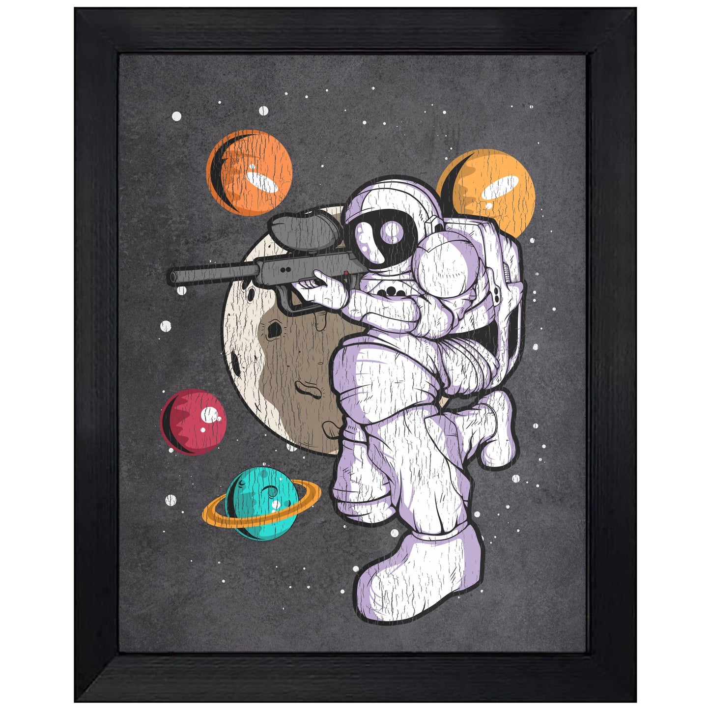 Paintball Astronaut Outer Space Spaceman Distressed 8"x10" Wall Art Print