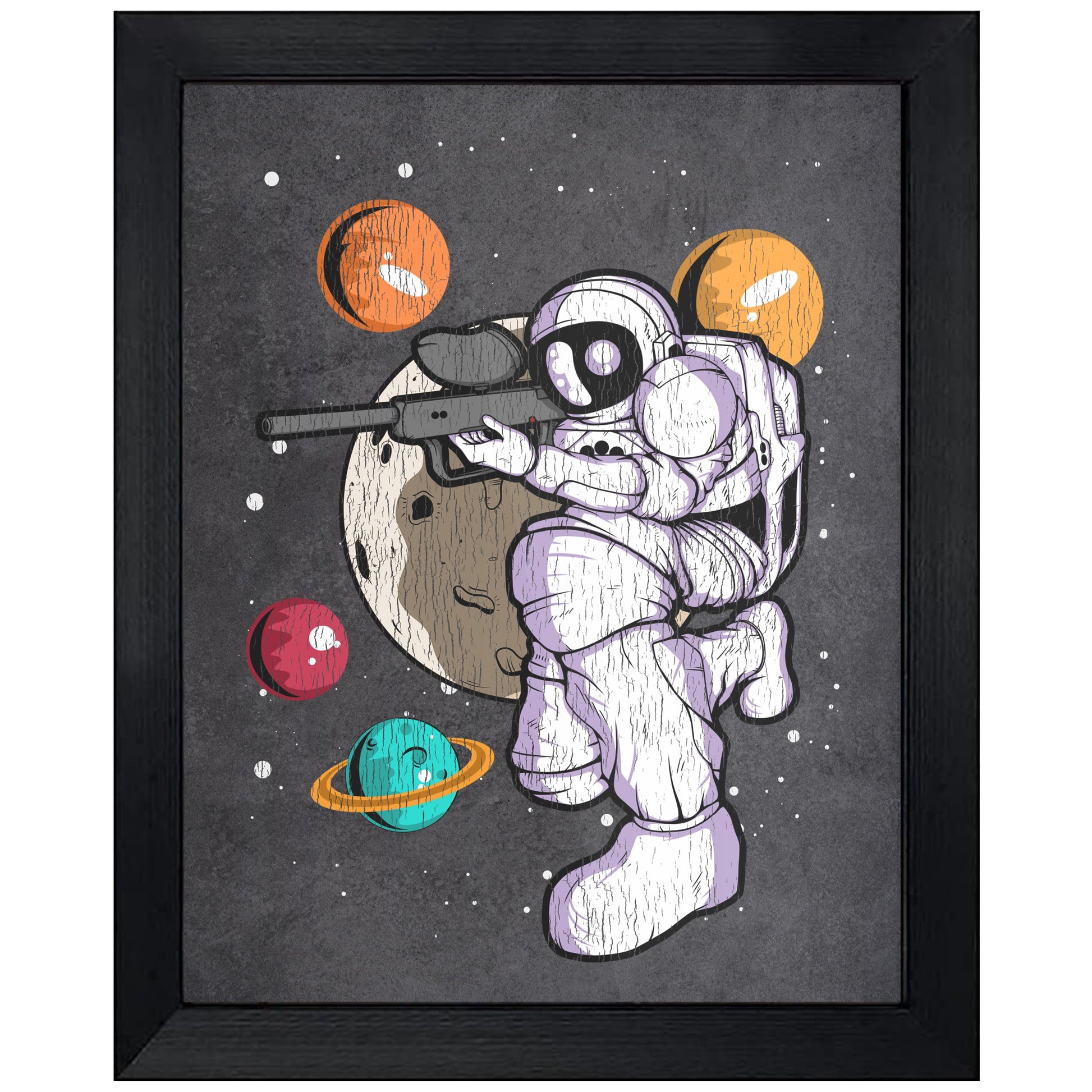 Paintball Astronaut Outer Space Spaceman Distressed 8"x10" Wall Art Print