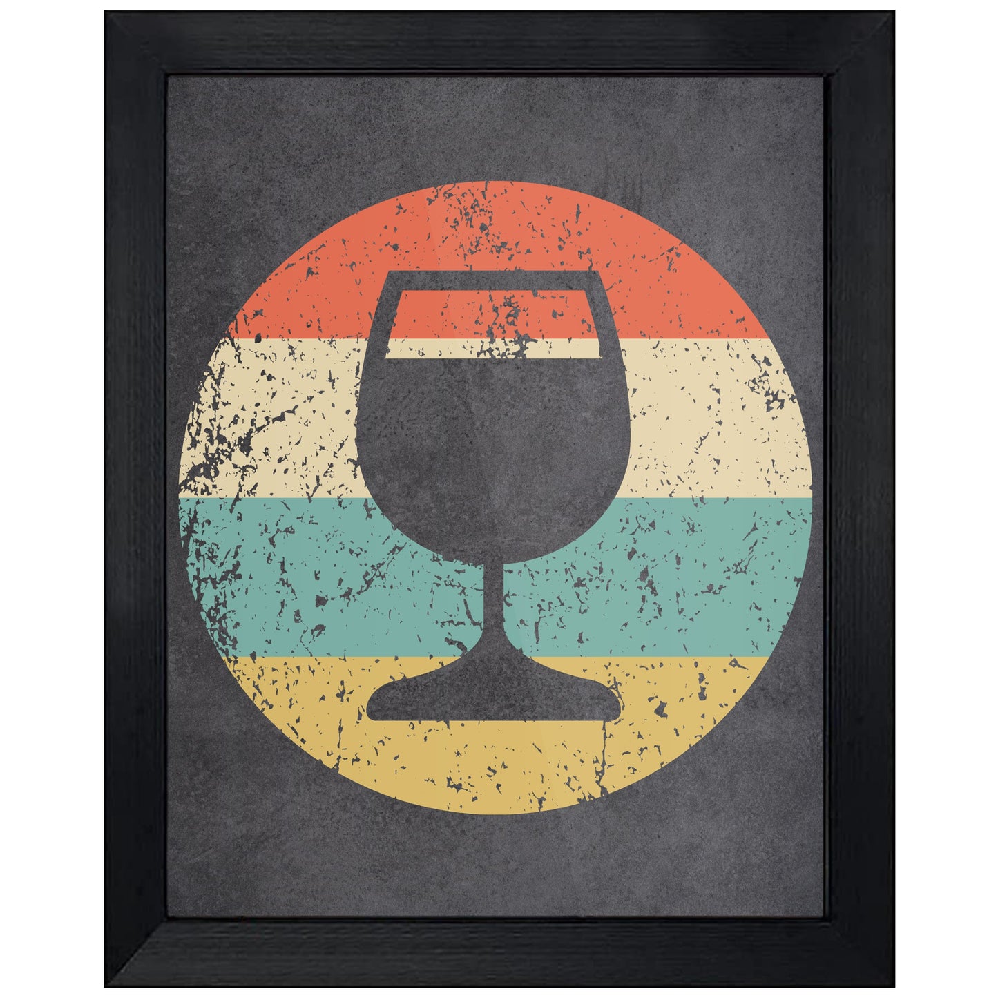 Glass of Wine Icon Retro 8"x10" Wall Art Print