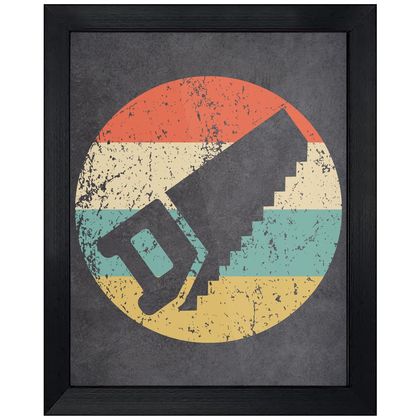 Hand Saw Carpentry Icon Retro 8"x10" Wall Art Print