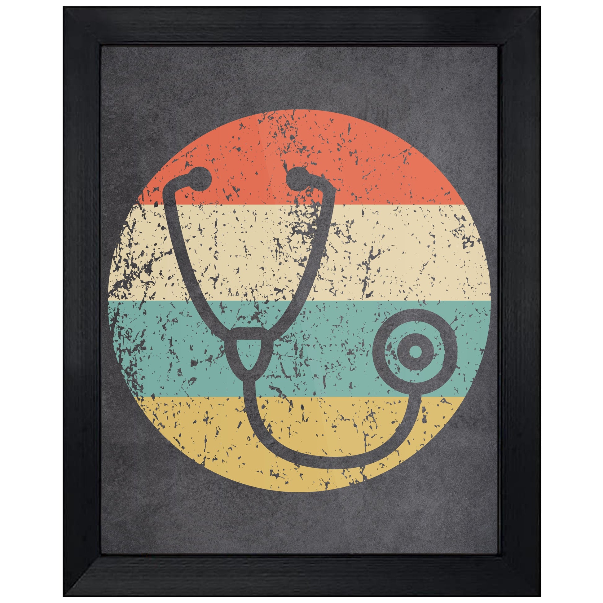Stethoscope Doctor Nurse Icon Retro 8"x10" Wall Art Print
